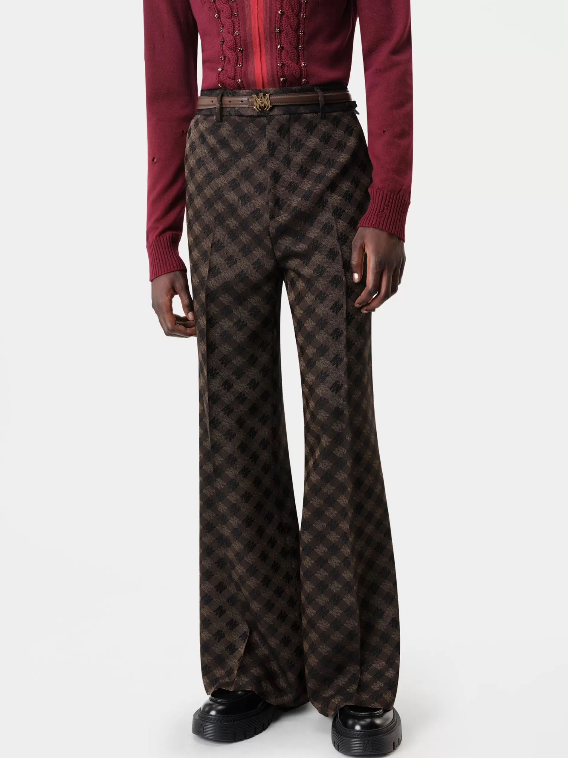 AMIRI Pants>MA QUAD RELAXED FLARE DARK BROWN