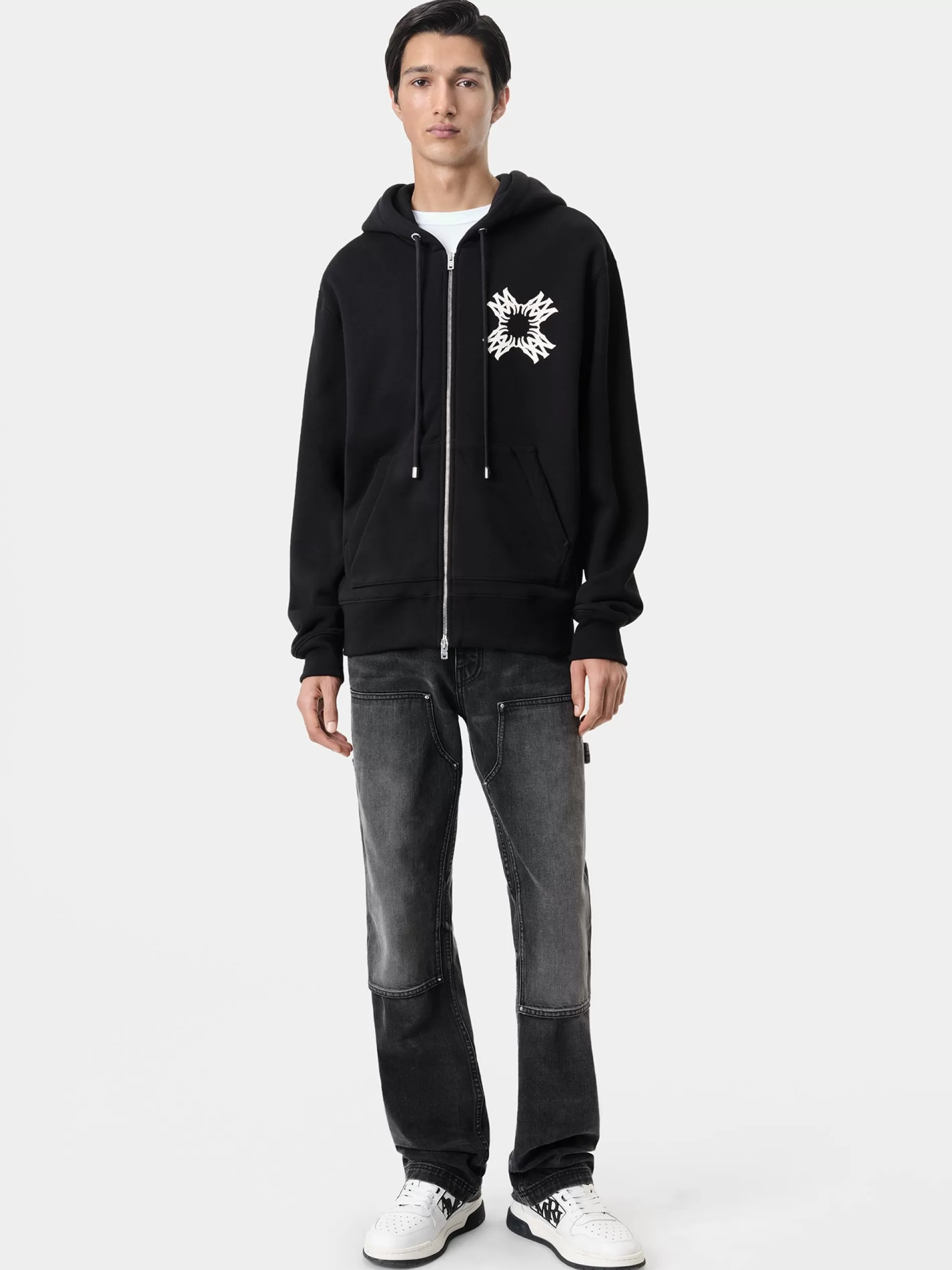 AMIRI Sweatshirts>MA QUAD ZIP UP HOODIE BLACK