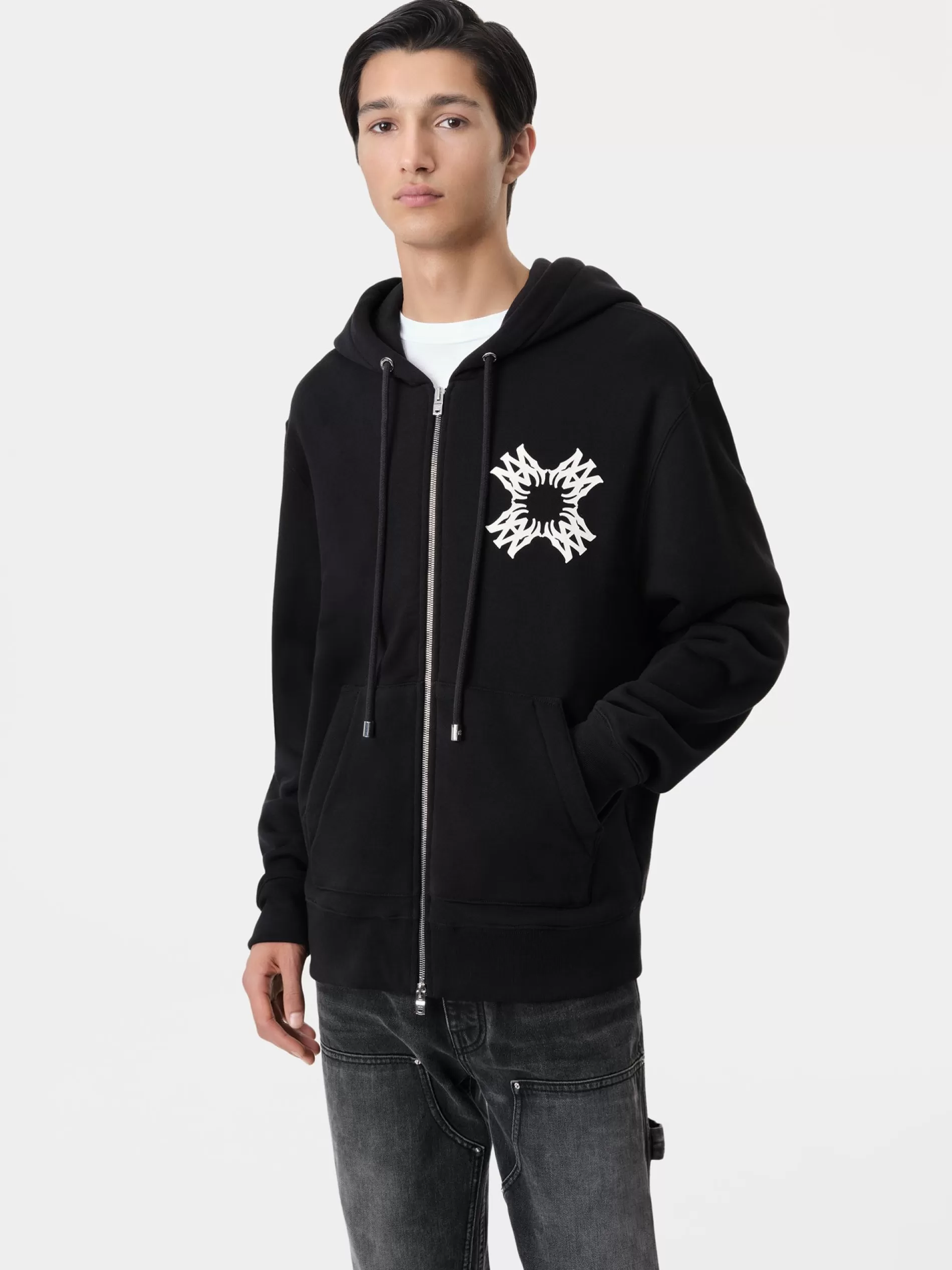 AMIRI Sweatshirts>MA QUAD ZIP UP HOODIE BLACK