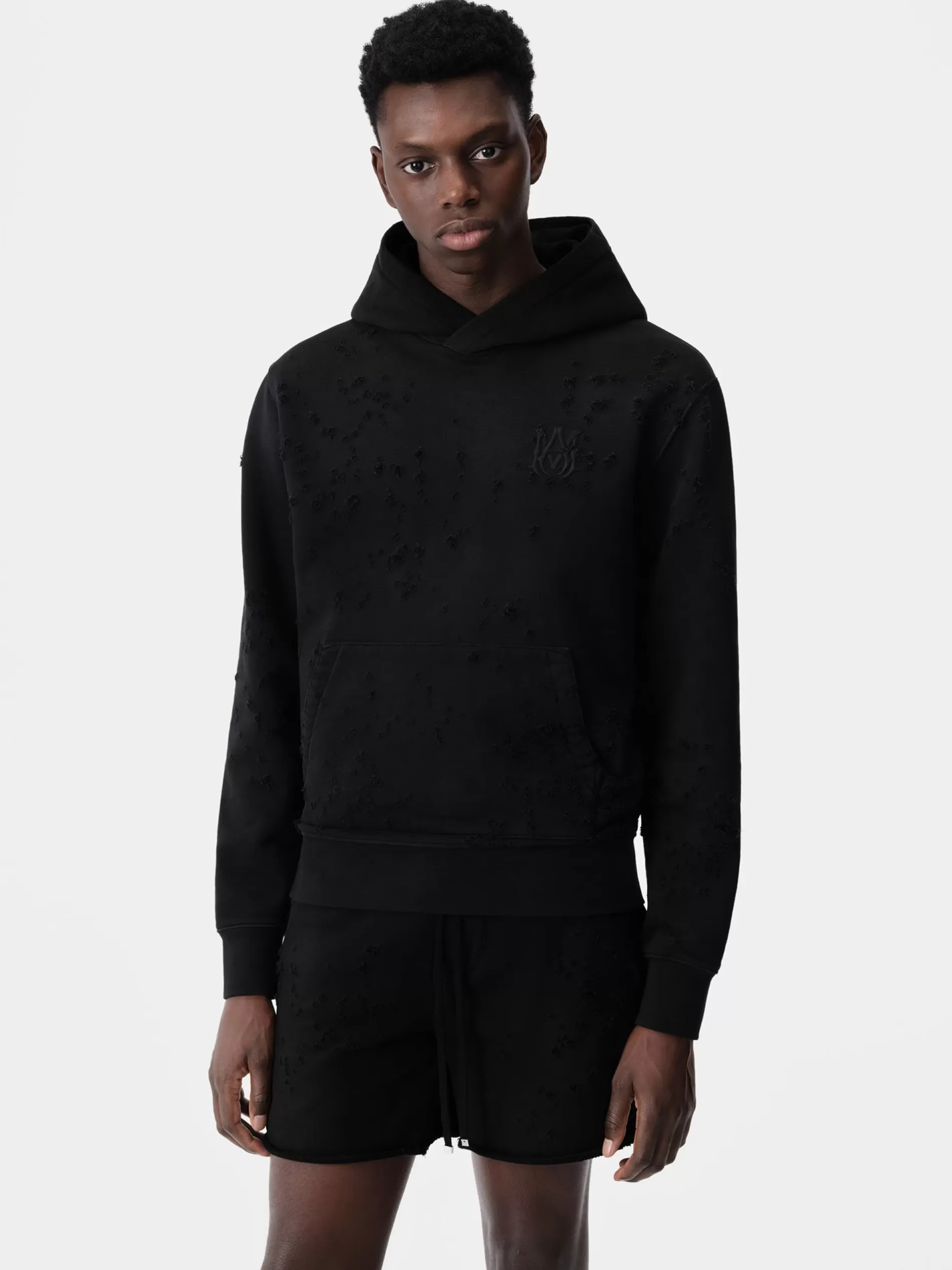 AMIRI Sweatshirts>MA SHOTGUN EMBROIDERED HOODIE BLACK