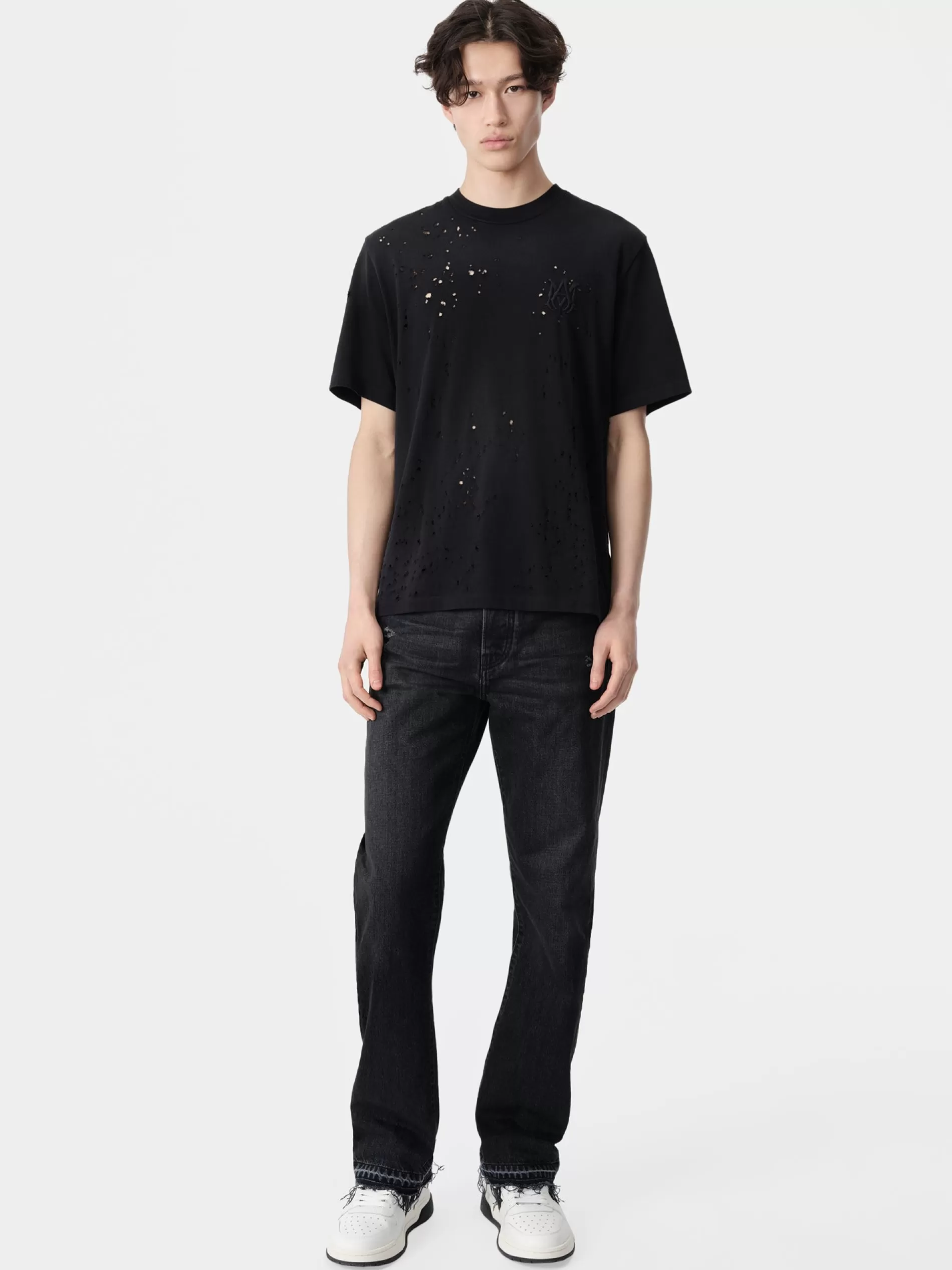 AMIRI Tees>MA SHOTGUN EMBROIDERED TEE BLACK