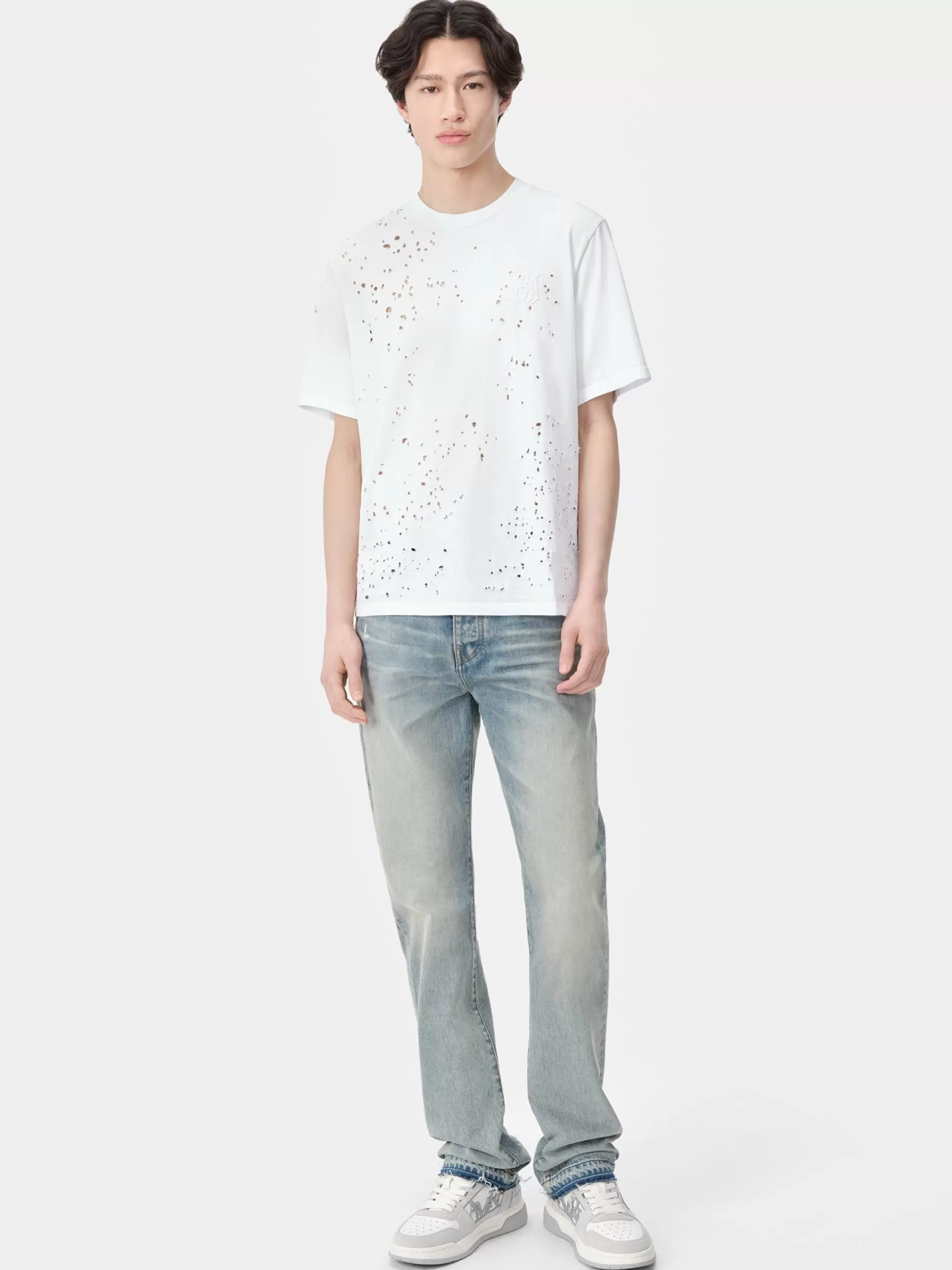 AMIRI Tees>MA SHOTGUN EMBROIDERED TEE White