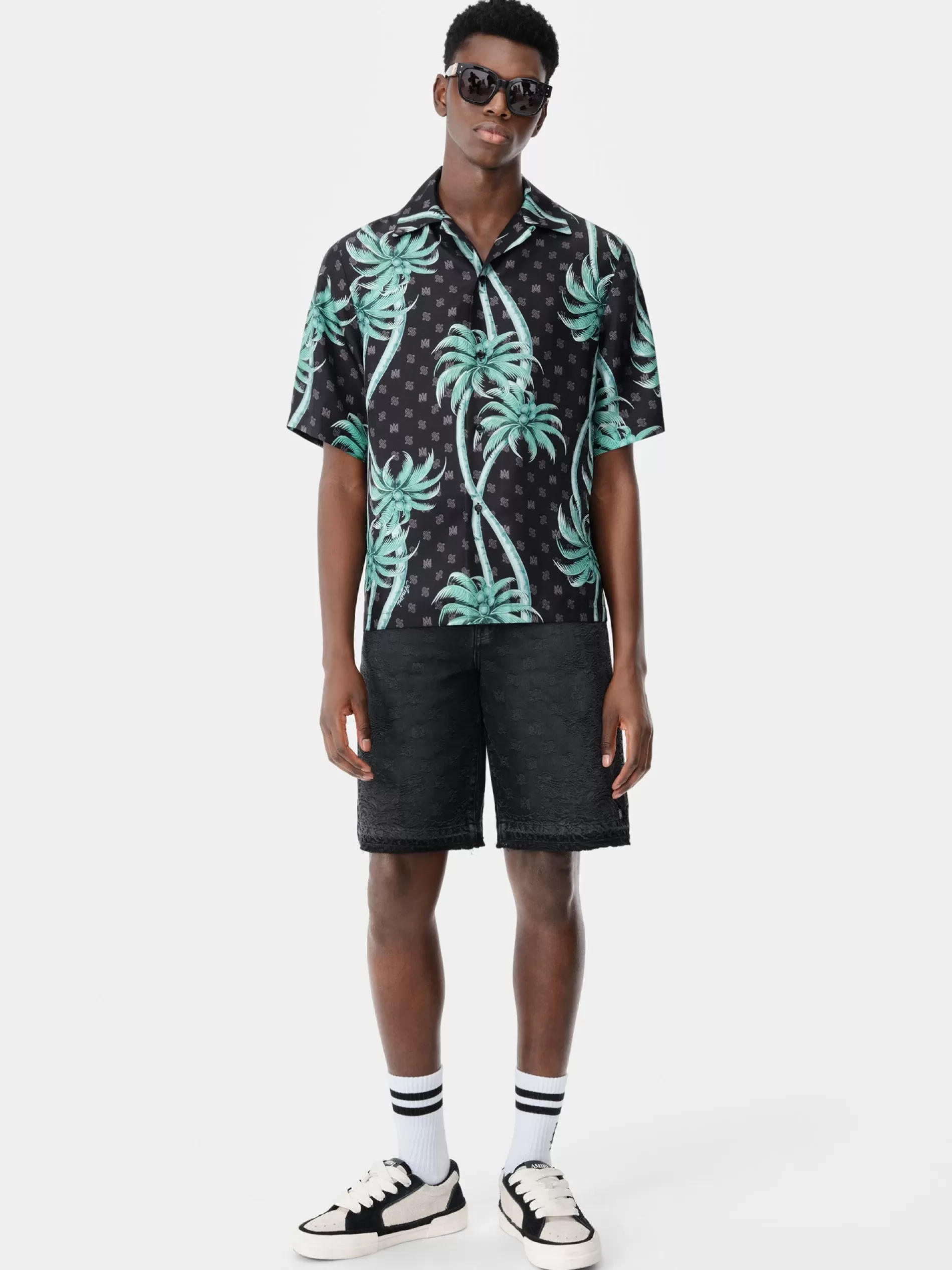 AMIRI Shirts>PALM BOWLING SHIRT BLACK