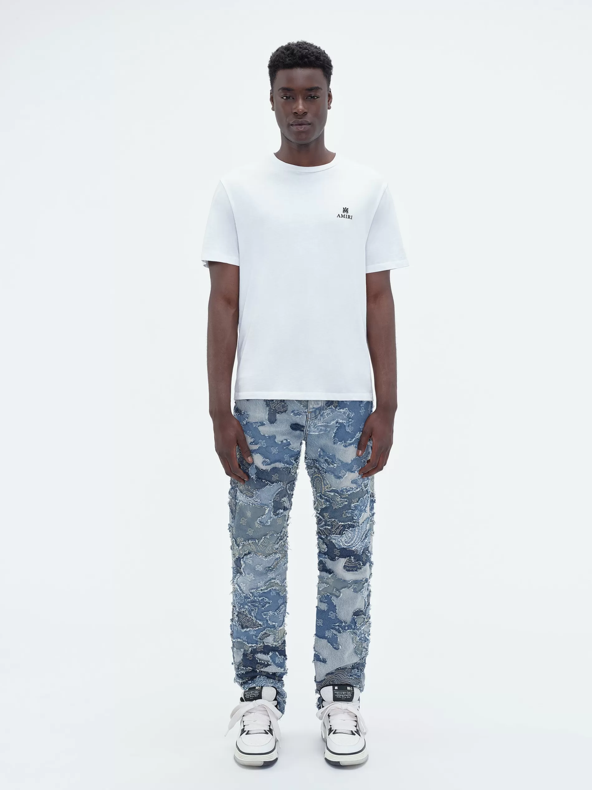 AMIRI Denim>PATCHWORK CAMO STRAIGHT JEAN PERFECT INDIGO