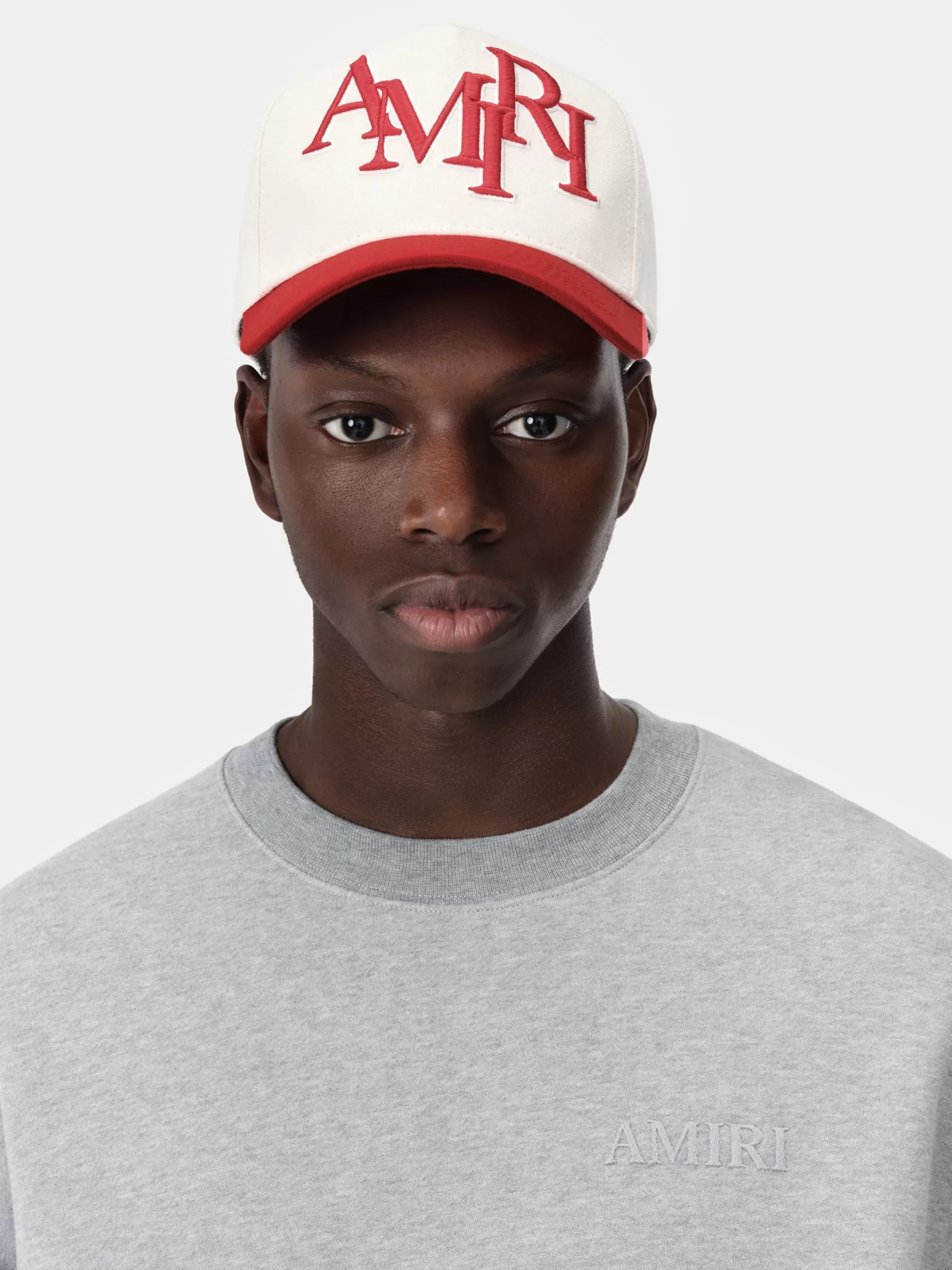 AMIRI Hats | Hats>STAGGERED CANVAS HAT Alabaster Red