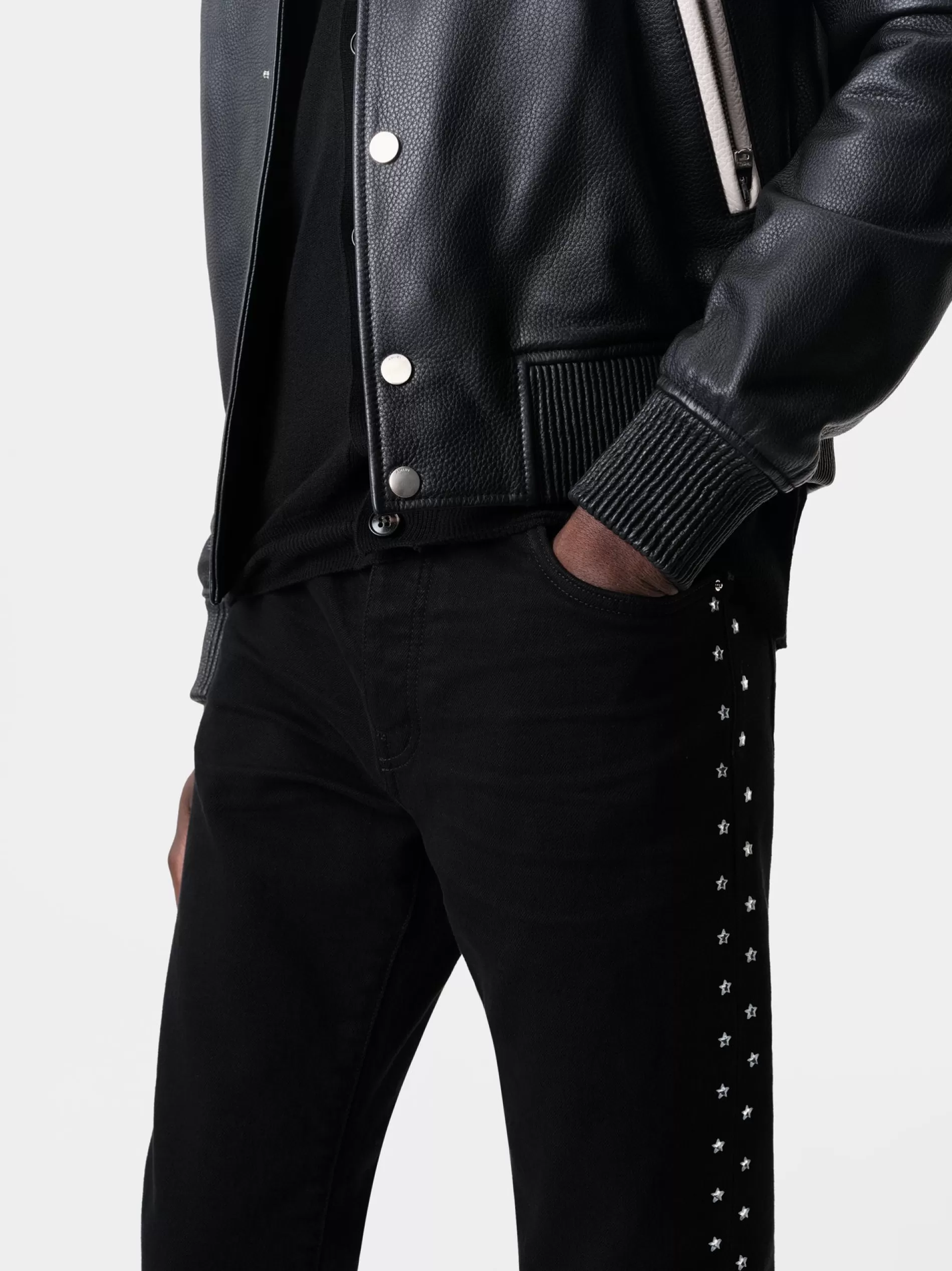 AMIRI Denim>STAR CRYSTAL SLIM JEAN BLACK OD