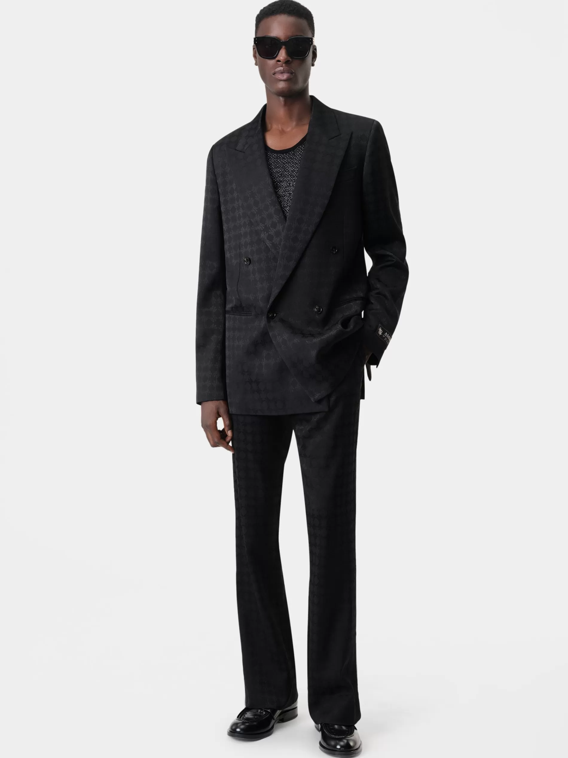 AMIRI Outerwear>TONAL MA QUAD DOUBLE-BREASTED BLAZER BLACK