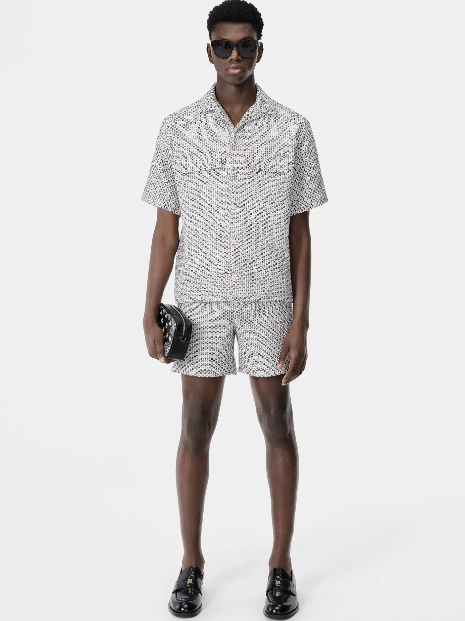 AMIRI Shorts & Sweatpants>TWEED FLAP POCKET PULL ON SHORT Cerulean