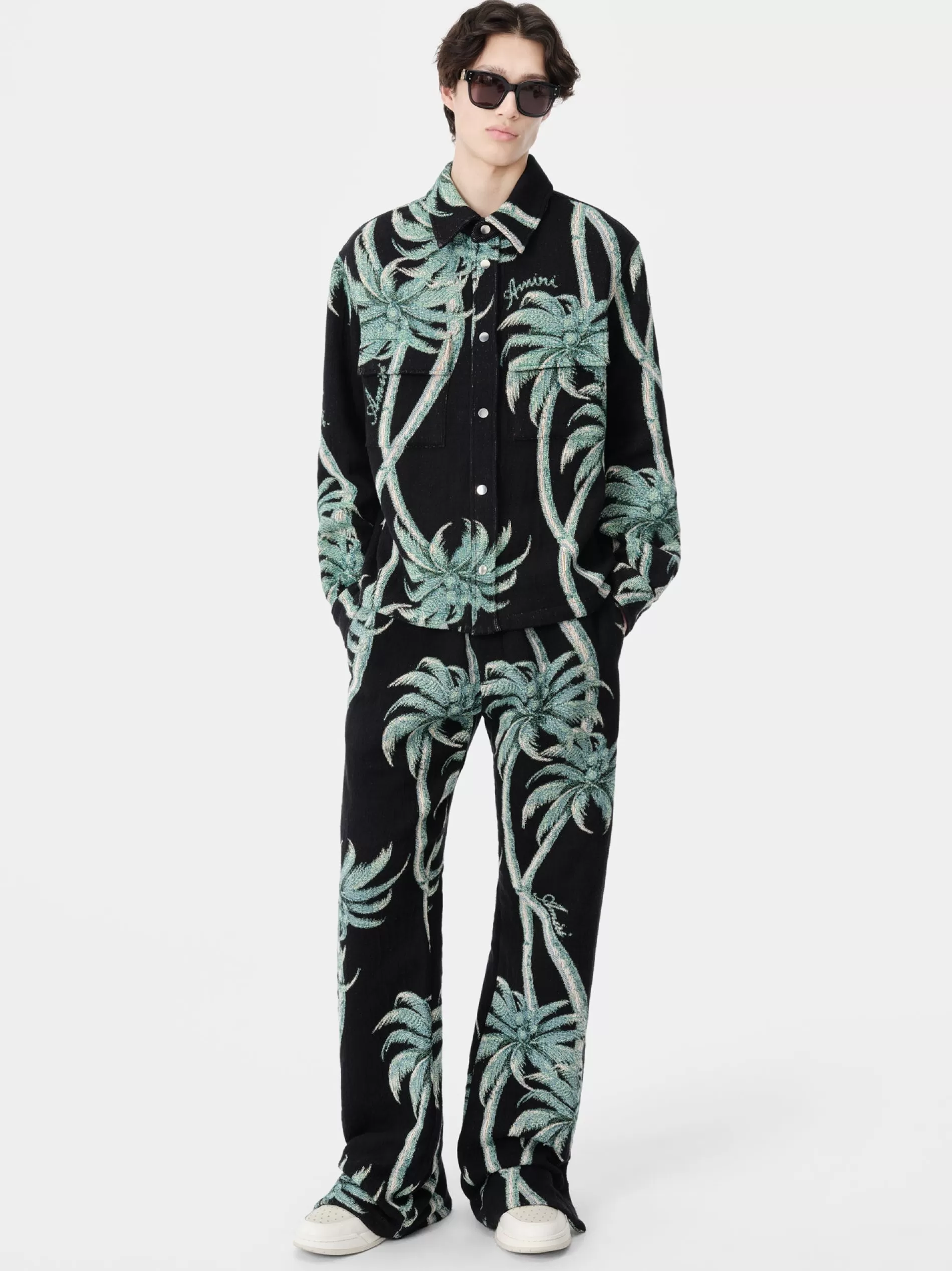 AMIRI Pants>TWISTED PALMS TAPESTRY PANT BLACK