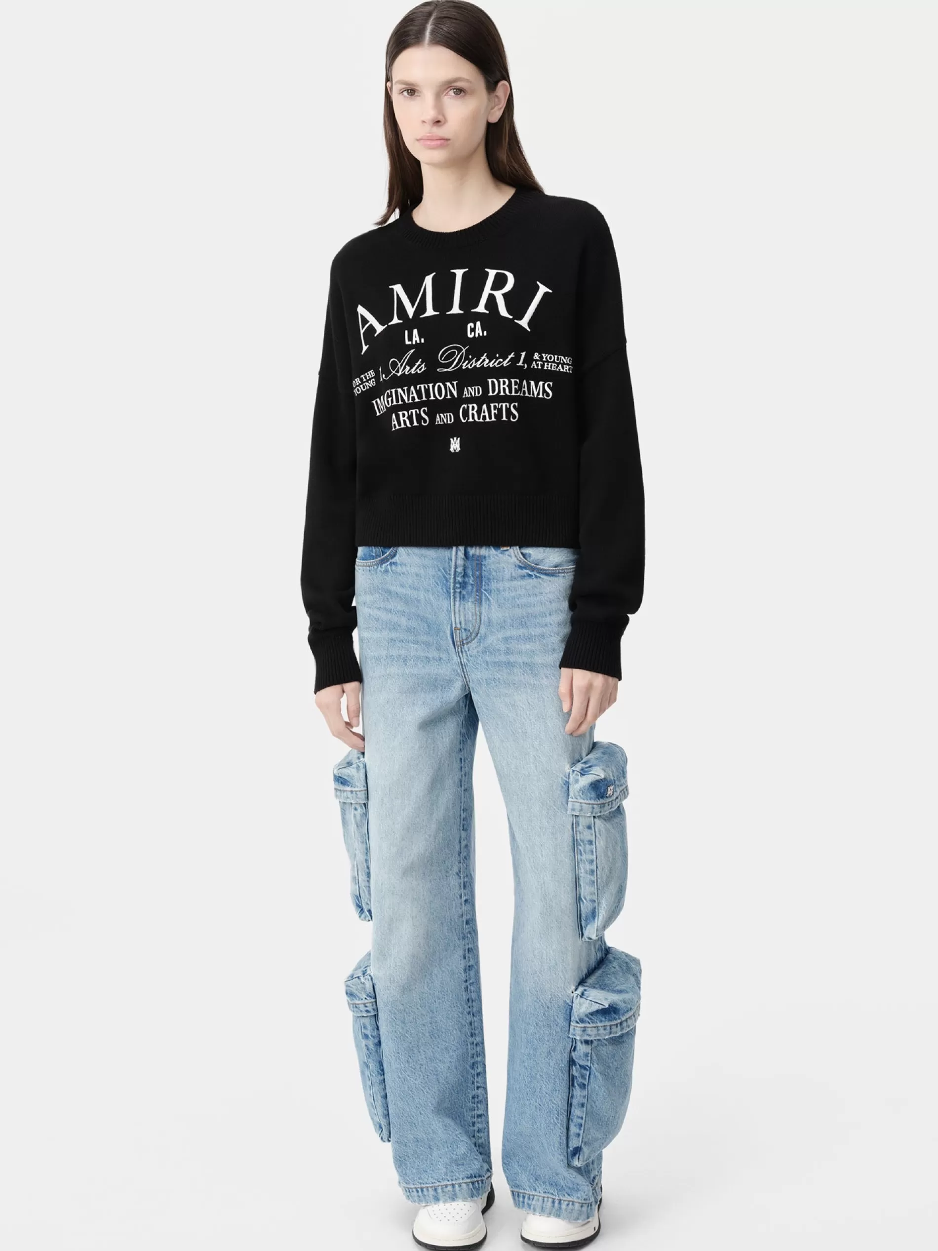 AMIRI Knitwear>WOMEN'S ARTS DISTRICT CREW BLACK