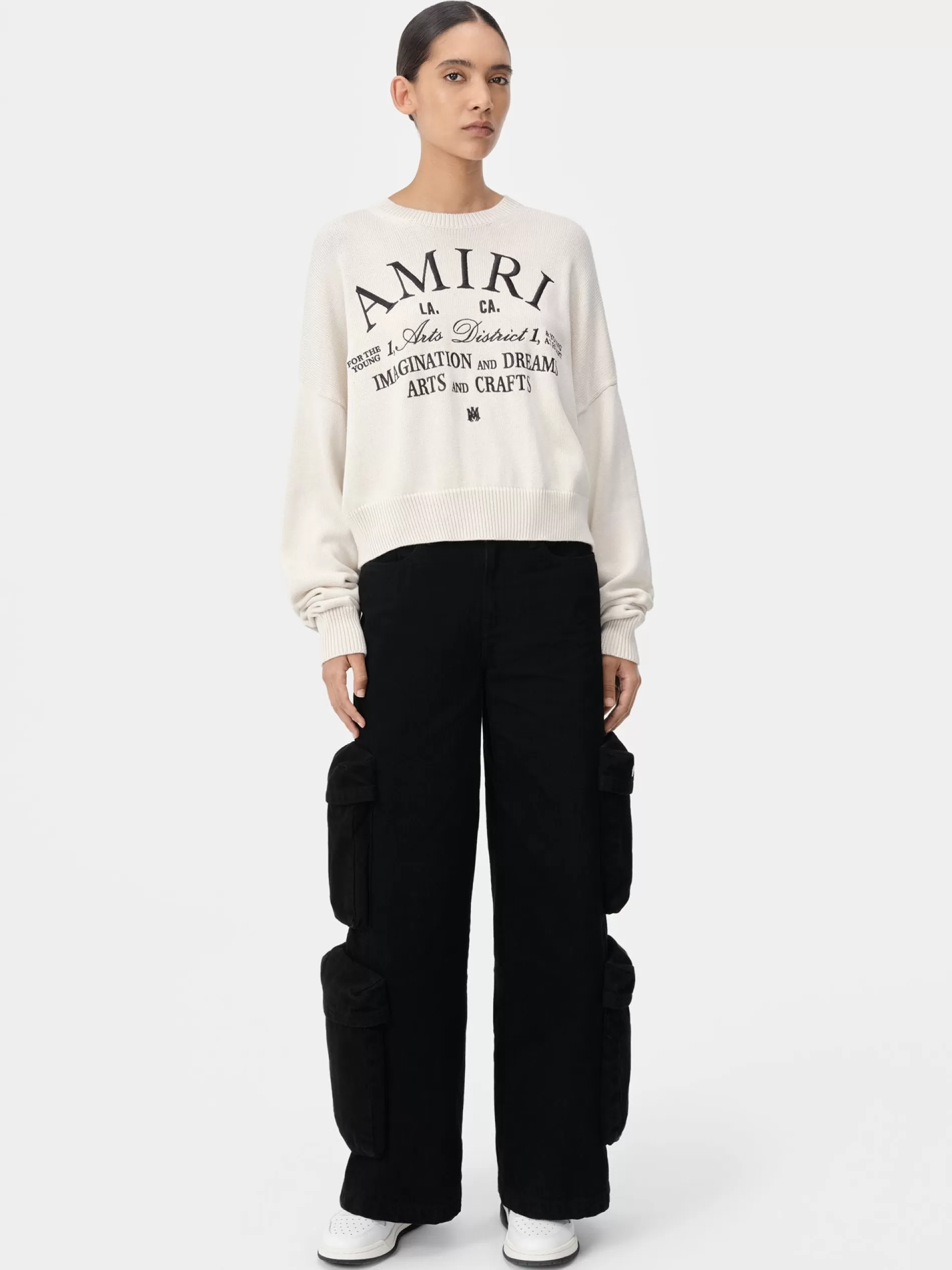 AMIRI Knitwear>WOMEN'S ARTS DISTRICT CREW White