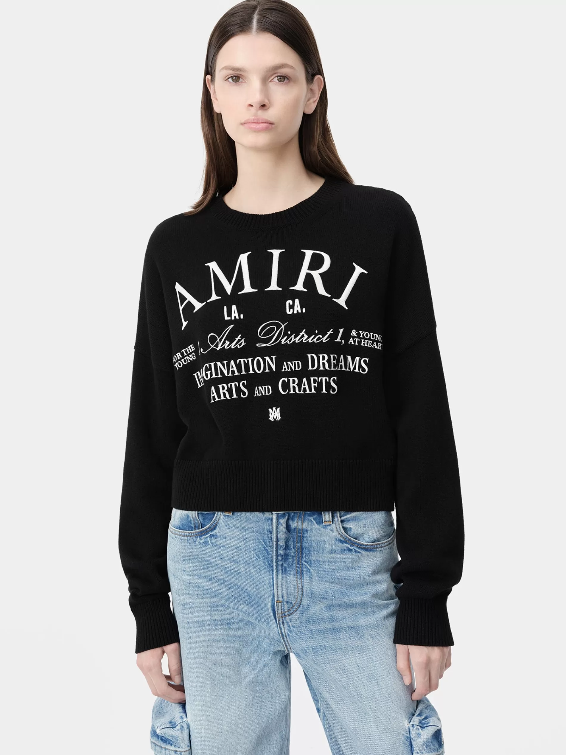 AMIRI Knitwear>WOMEN'S ARTS DISTRICT CREW BLACK