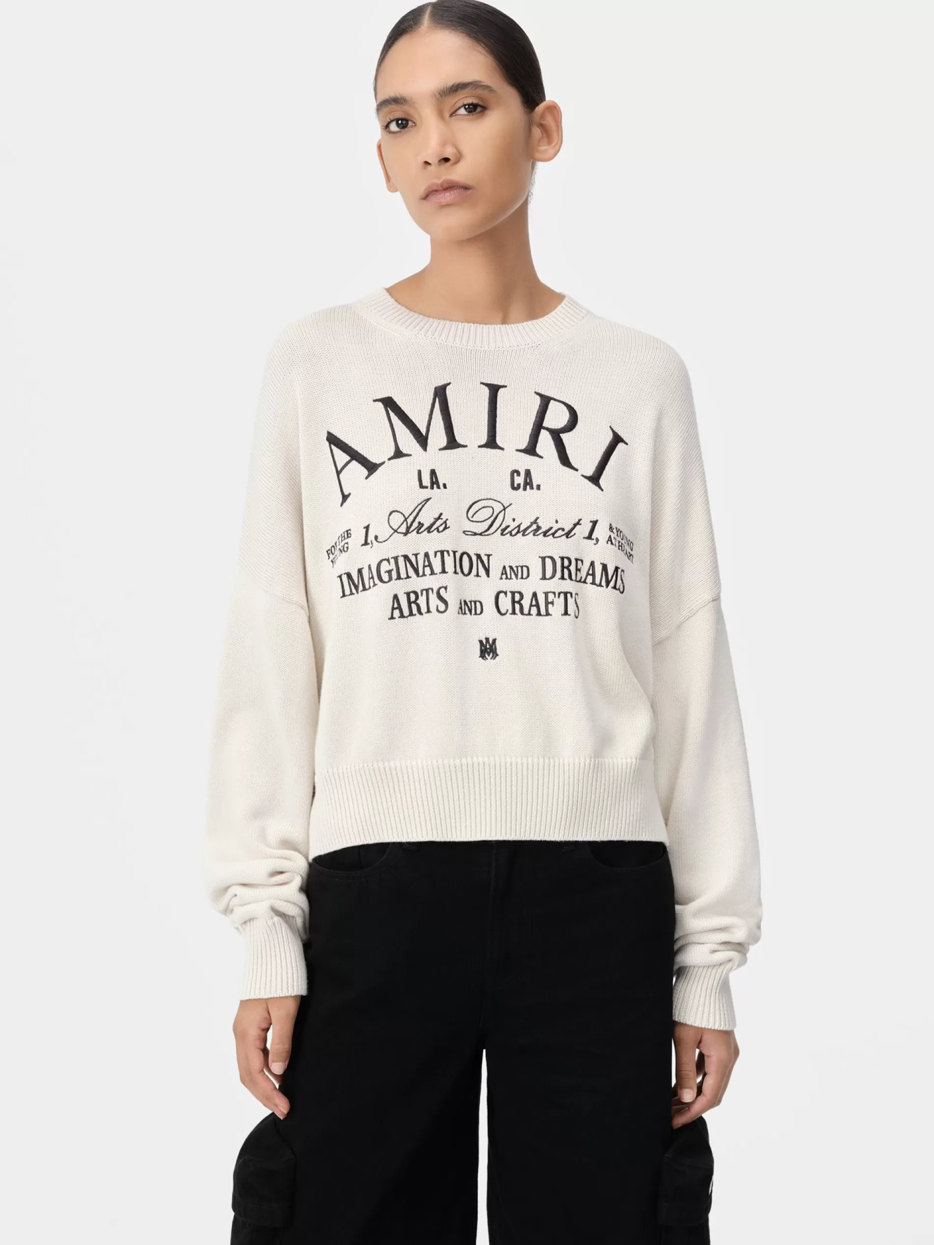 AMIRI Knitwear>WOMEN'S ARTS DISTRICT CREW White