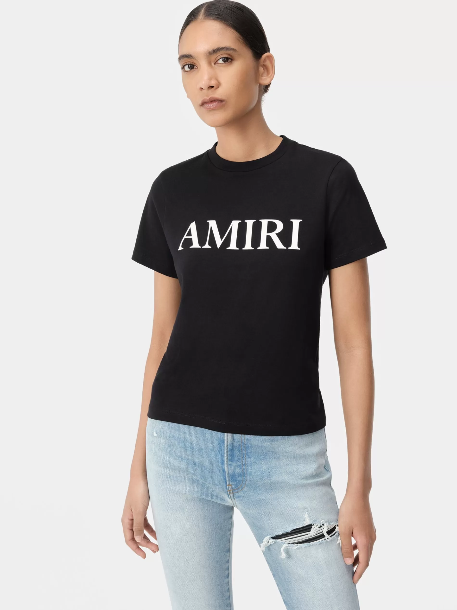 AMIRI Jersey | Tees>WOMEN'S CORE LOGO TEE BLACK