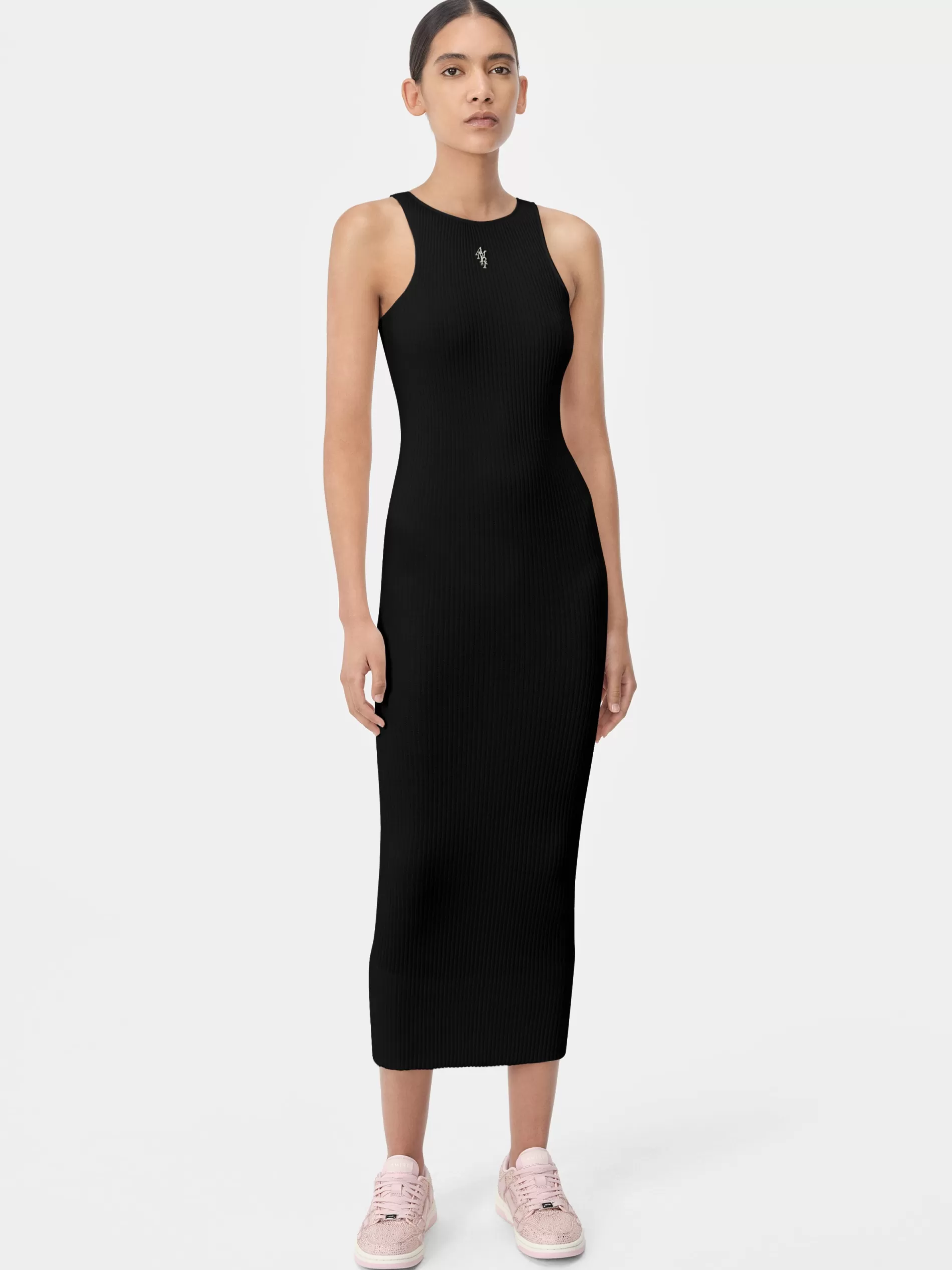 AMIRI Knitwear | Dresses>WOMEN'S STACKED MAXI DRESS BLACK