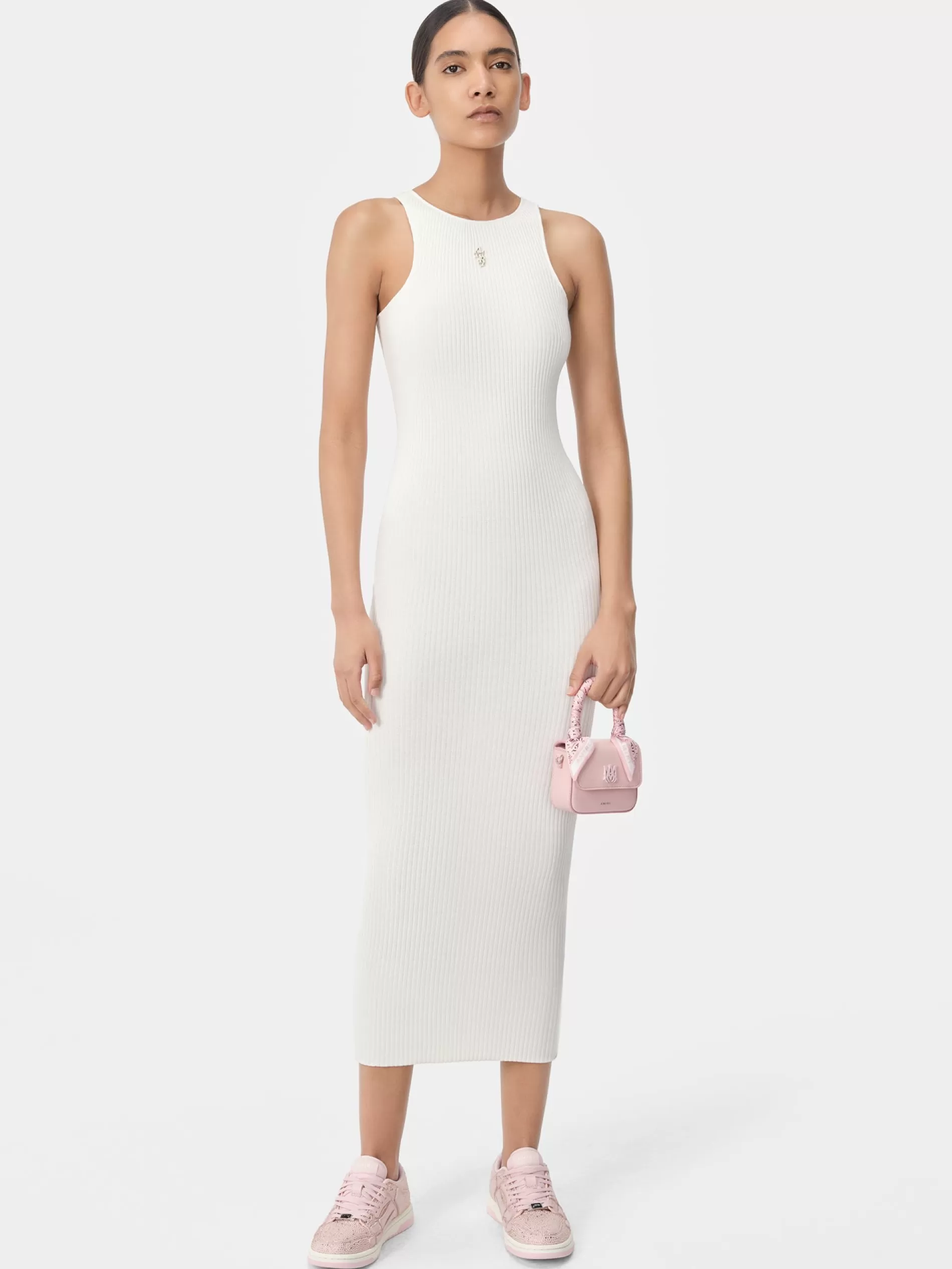 AMIRI Dresses | Knitwear>WOMEN'S STACKED MAXI DRESS Alabaster