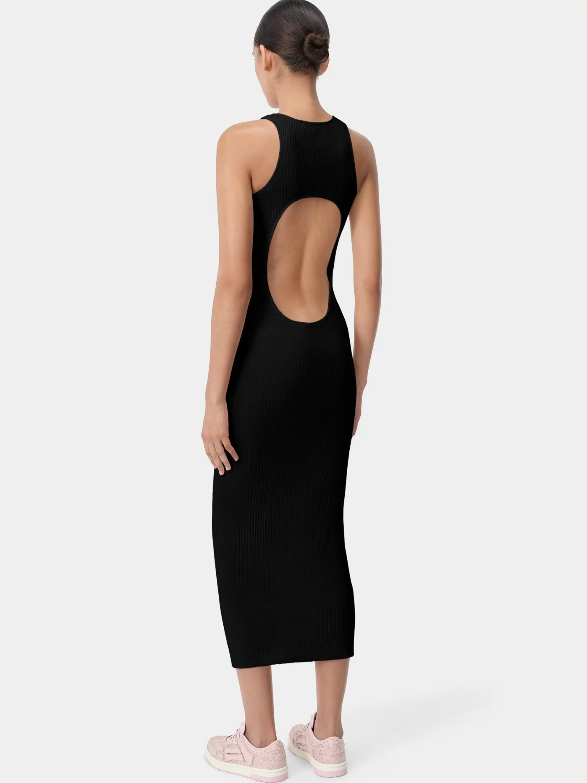 AMIRI Knitwear | Dresses>WOMEN'S STACKED MAXI DRESS BLACK