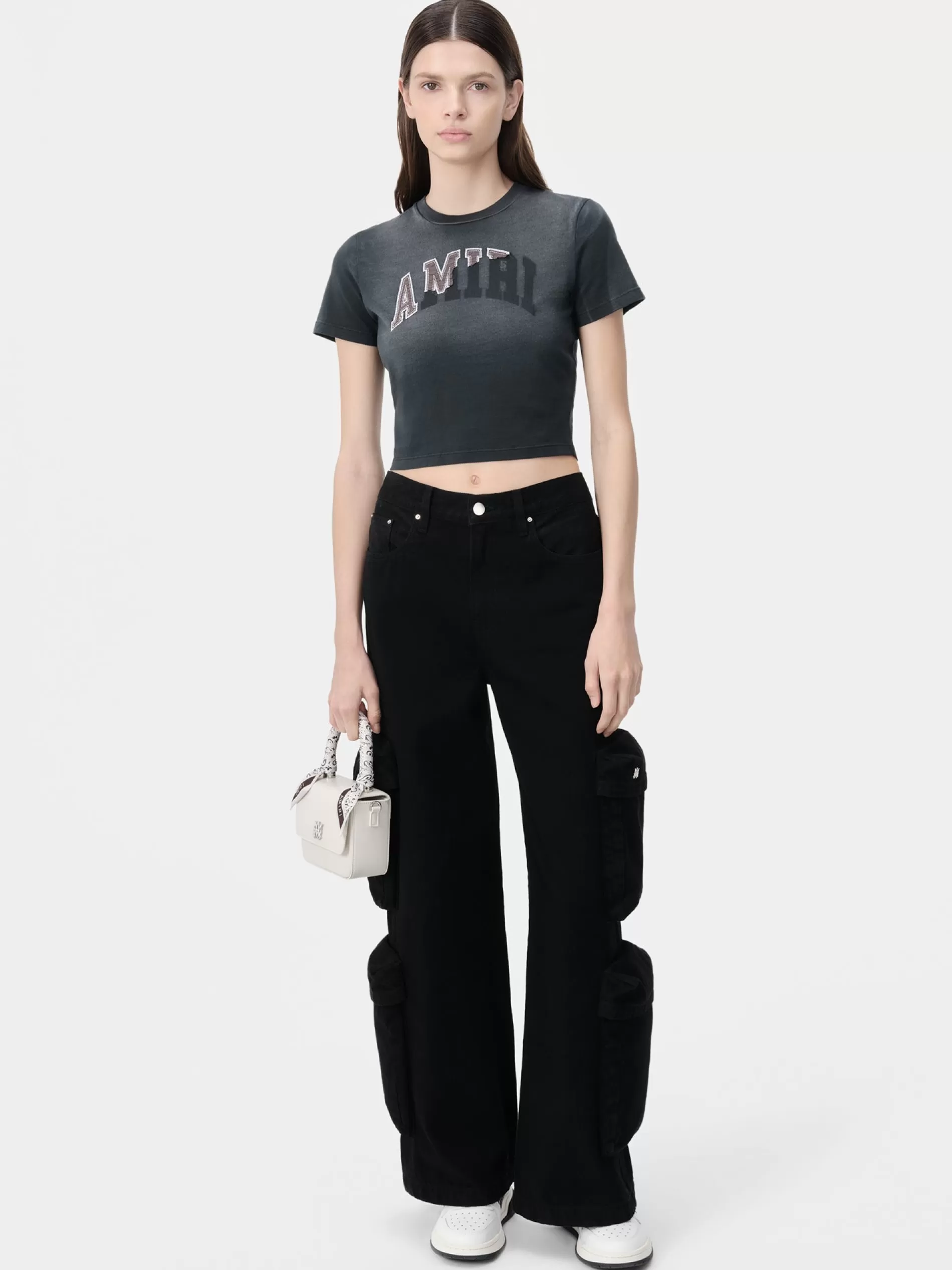 AMIRI Jersey | Tees>WOMEN'S VINTAGE BABY TEE Aged Black