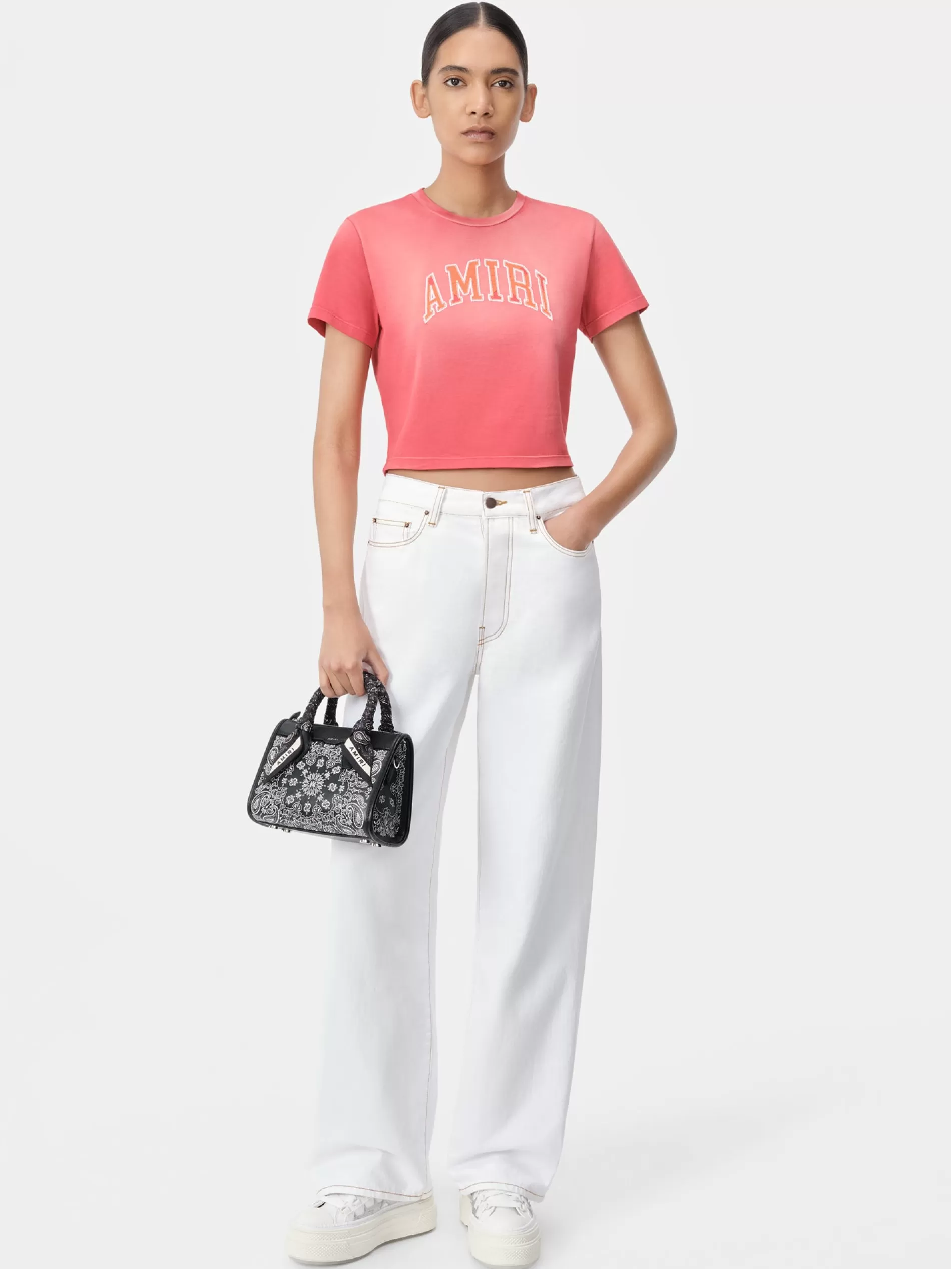 AMIRI Tees | Jersey>WOMEN'S VINTAGE BABY TEE Flamingo Pink