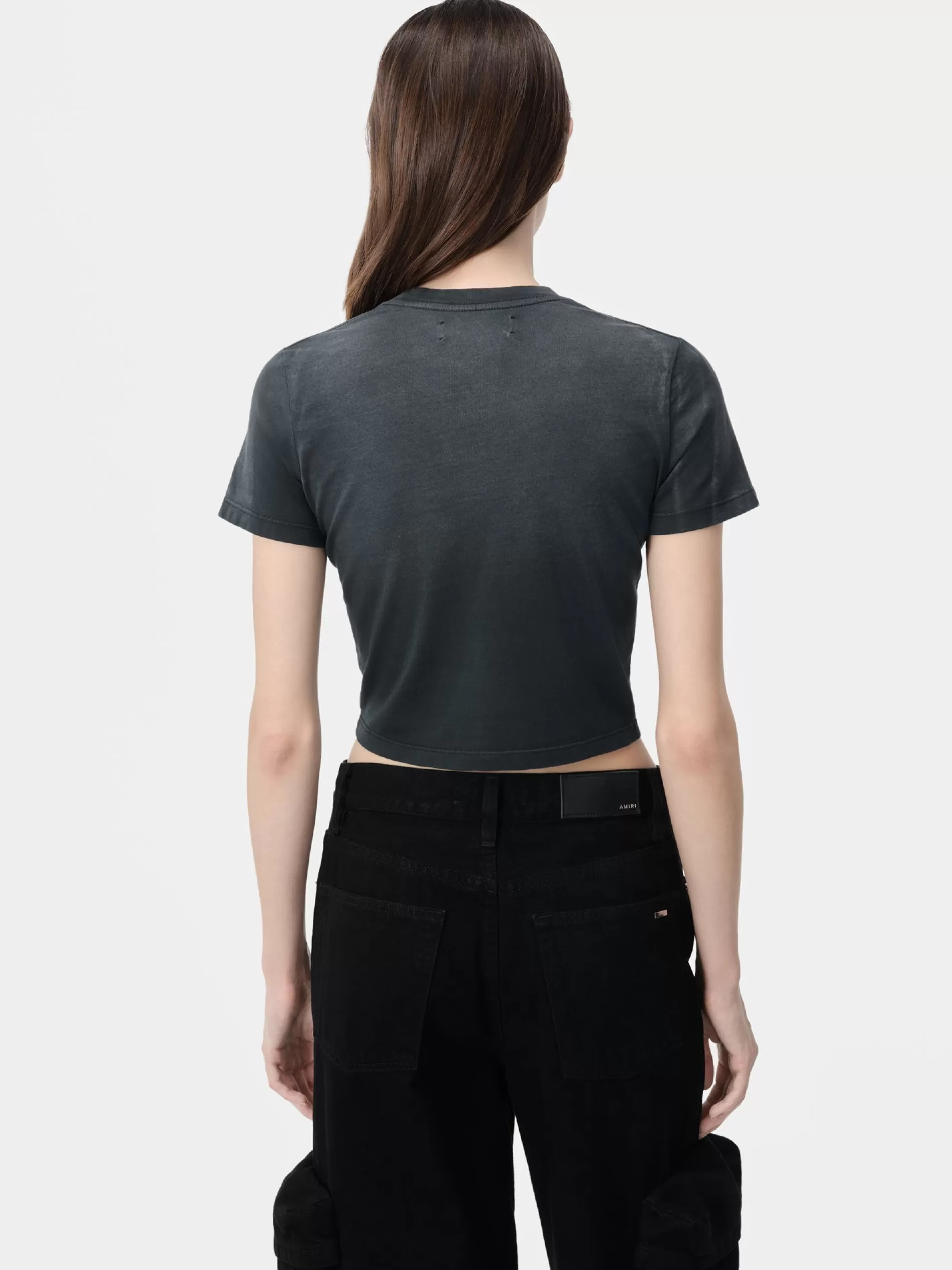 AMIRI Jersey | Tees>WOMEN'S VINTAGE BABY TEE Aged Black