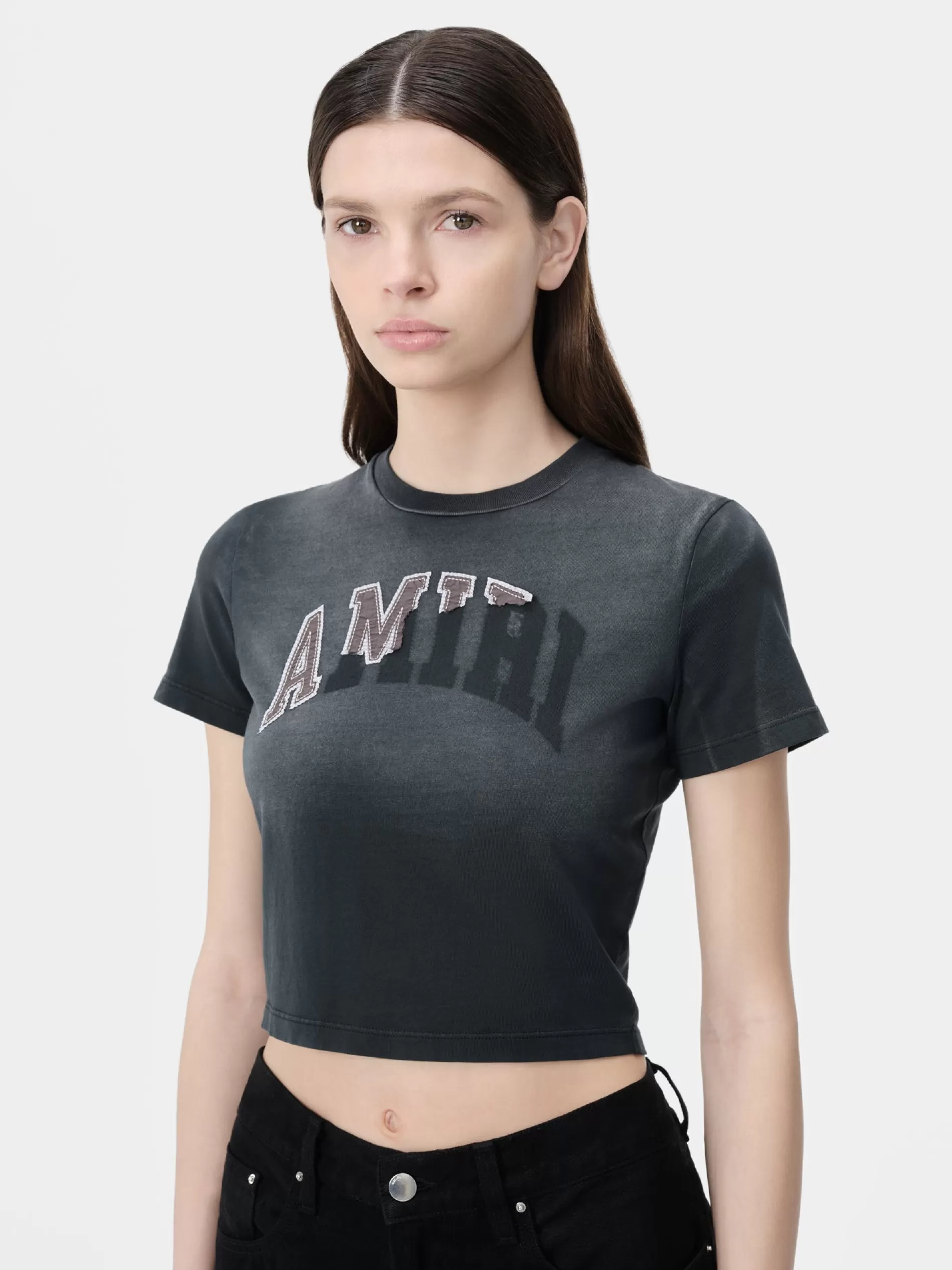AMIRI Jersey | Tees>WOMEN'S VINTAGE BABY TEE Aged Black