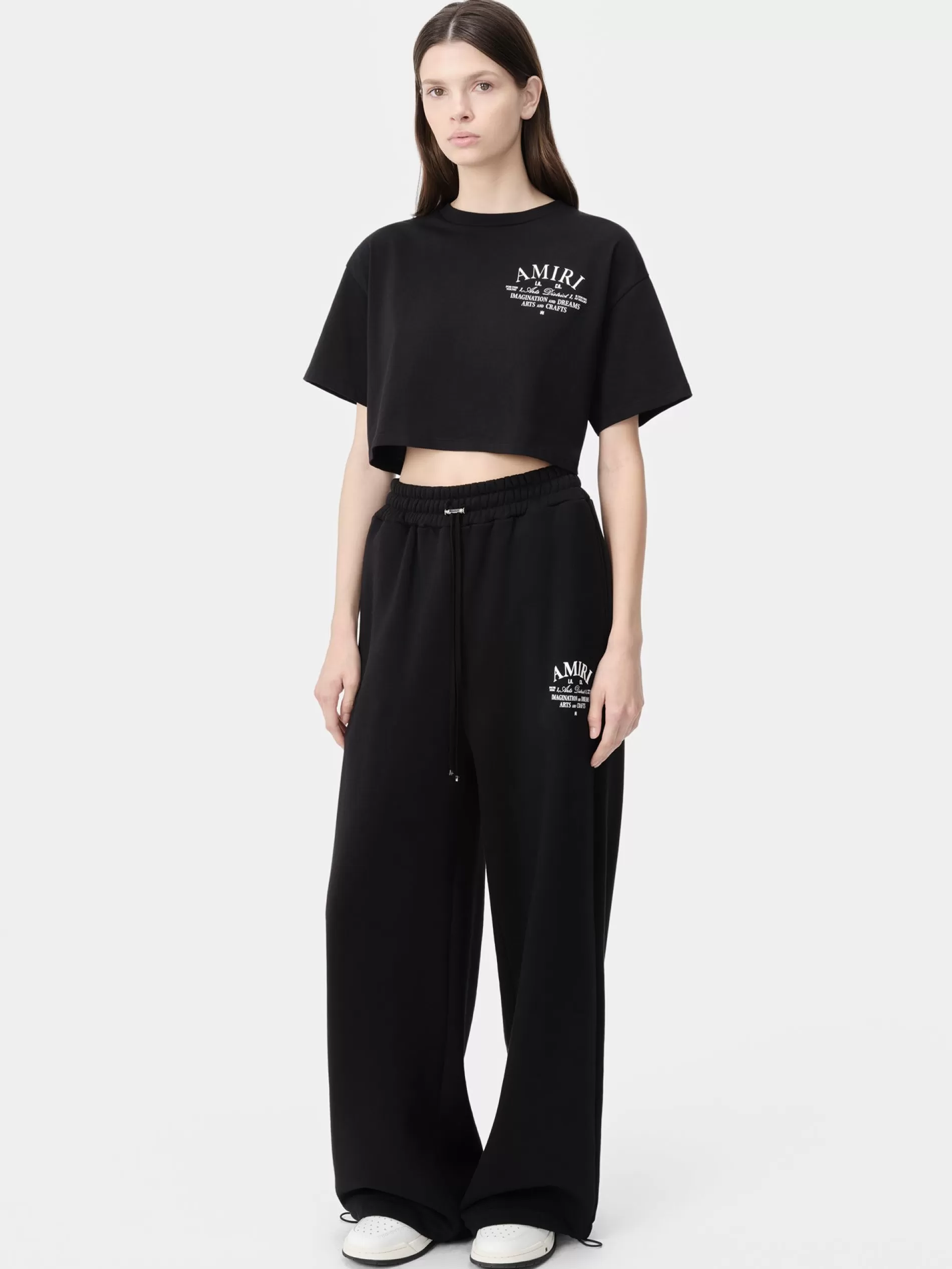 AMIRI Jersey | Tees>WOMEN'S ARTS DISTRICT CROPPED TEE BLACK