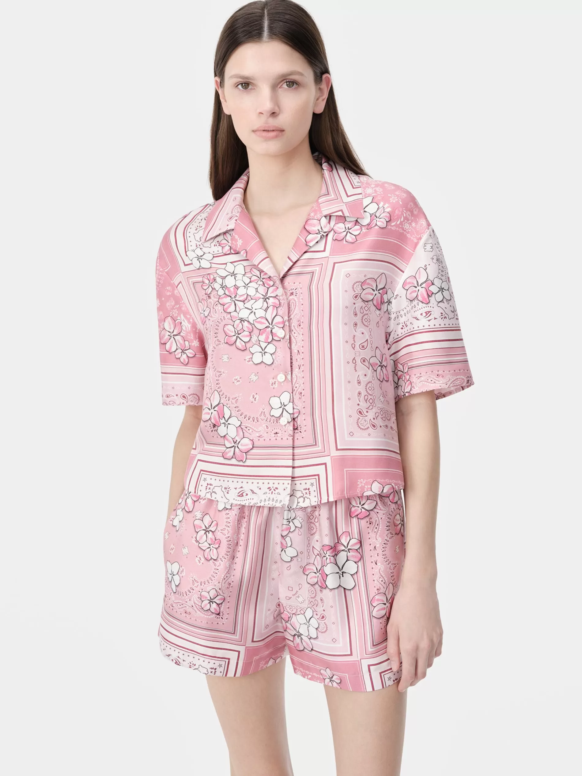 AMIRI Shirts>WOMEN'S BANDANA FLORAL SHIRT Flamingo Pink