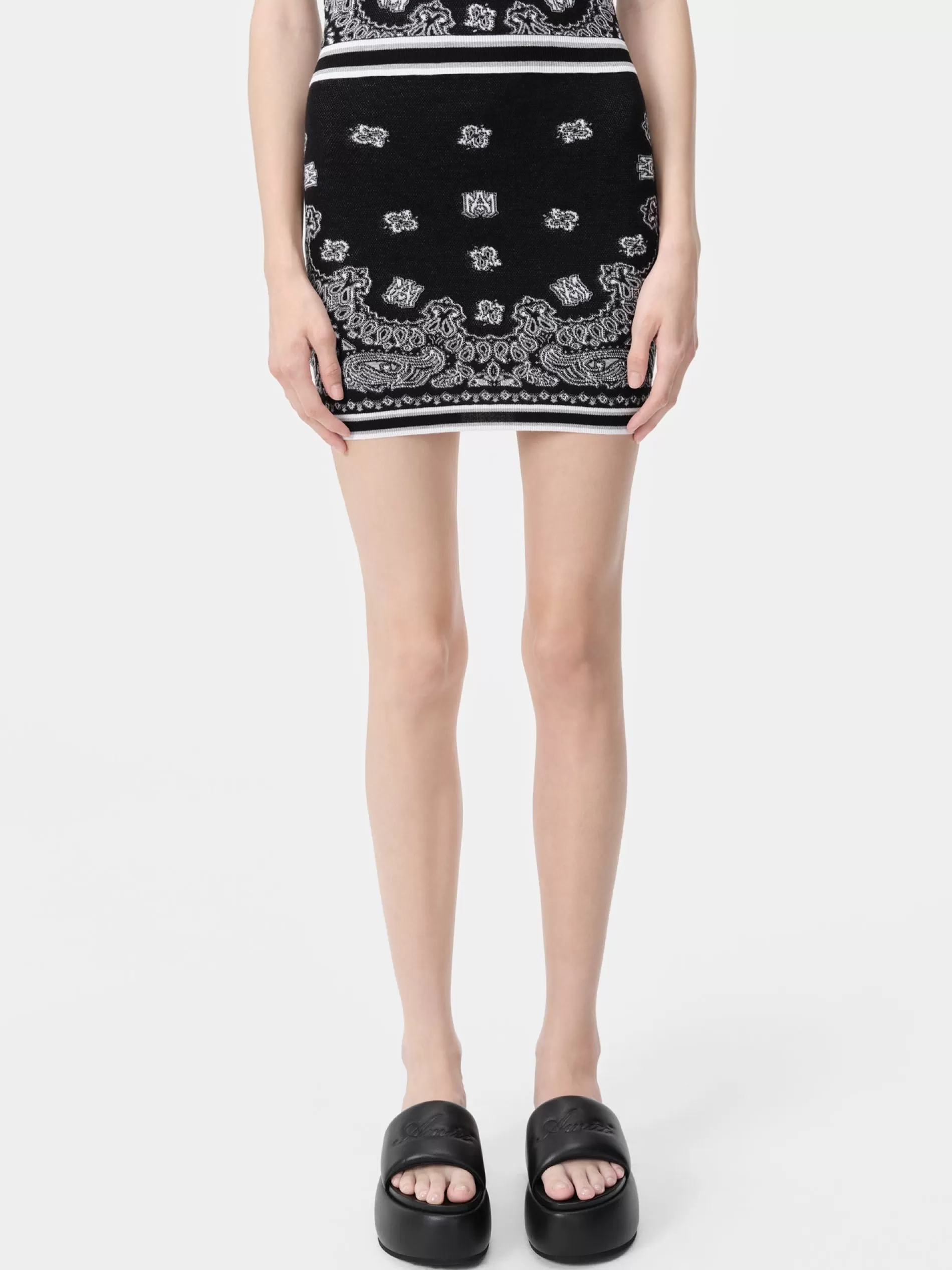 AMIRI Knitwear>WOMEN'S BANDANA MINI SKIRT BLACK