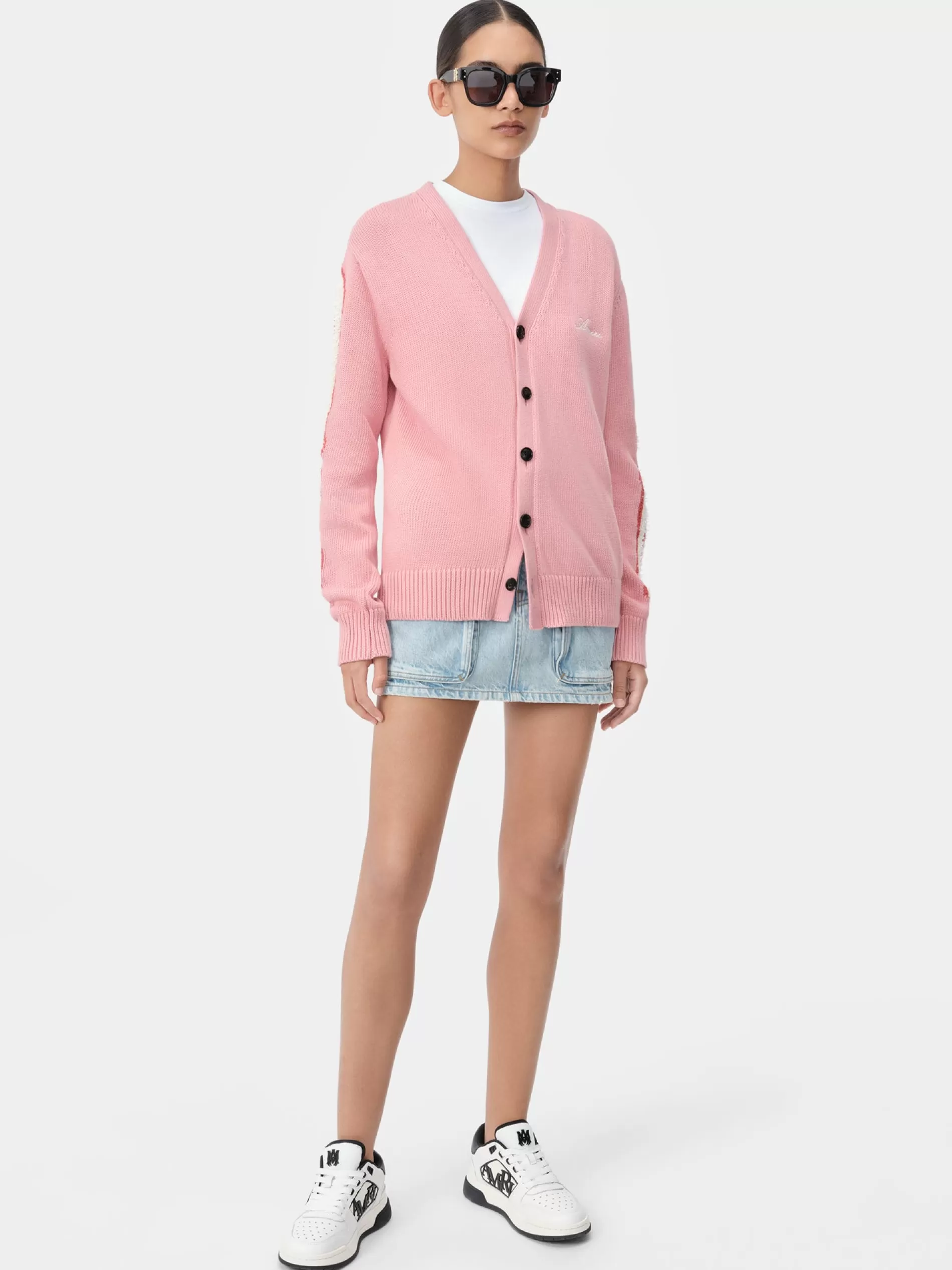 AMIRI Knitwear>WOMEN'S BONES CARDIGAN Flamingo Pink