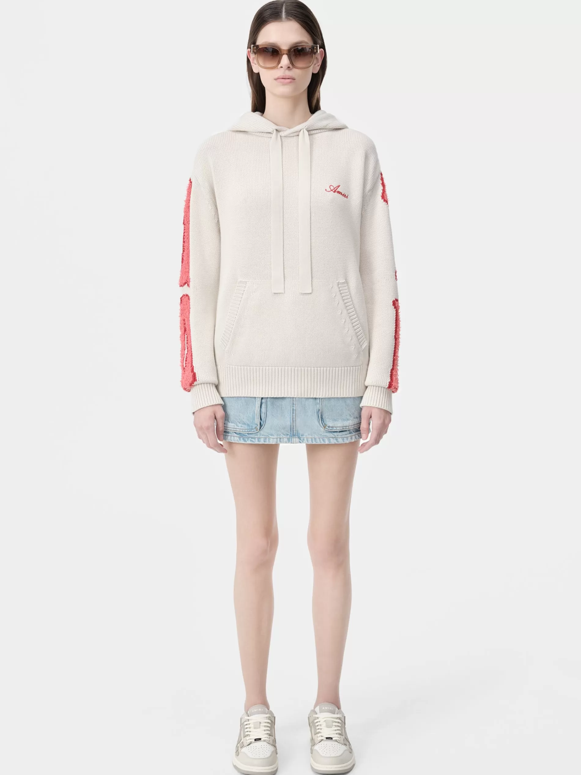 AMIRI Knitwear>WOMEN'S BONES HOODIE Alabaster