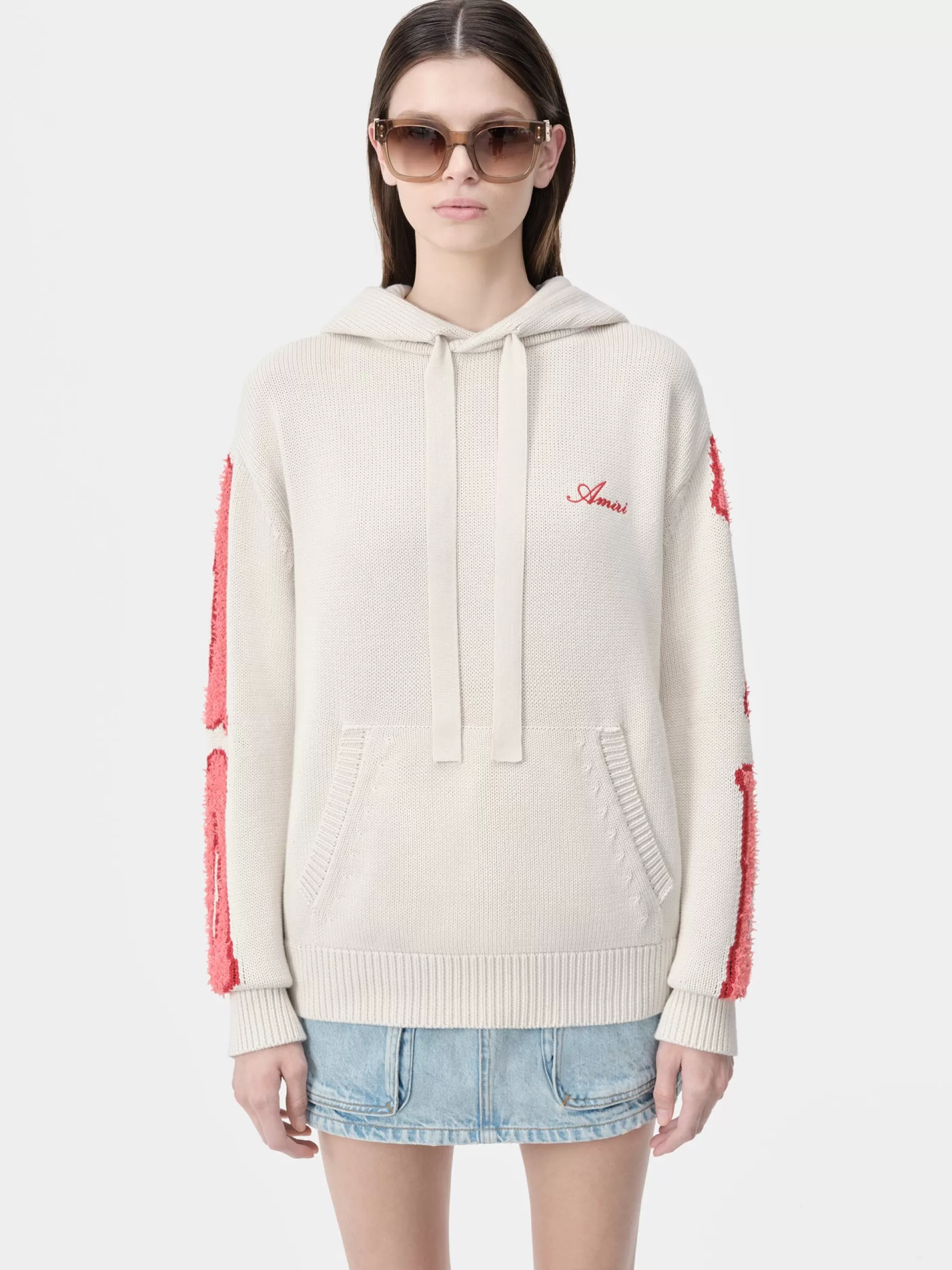 AMIRI Knitwear>WOMEN'S BONES HOODIE Alabaster