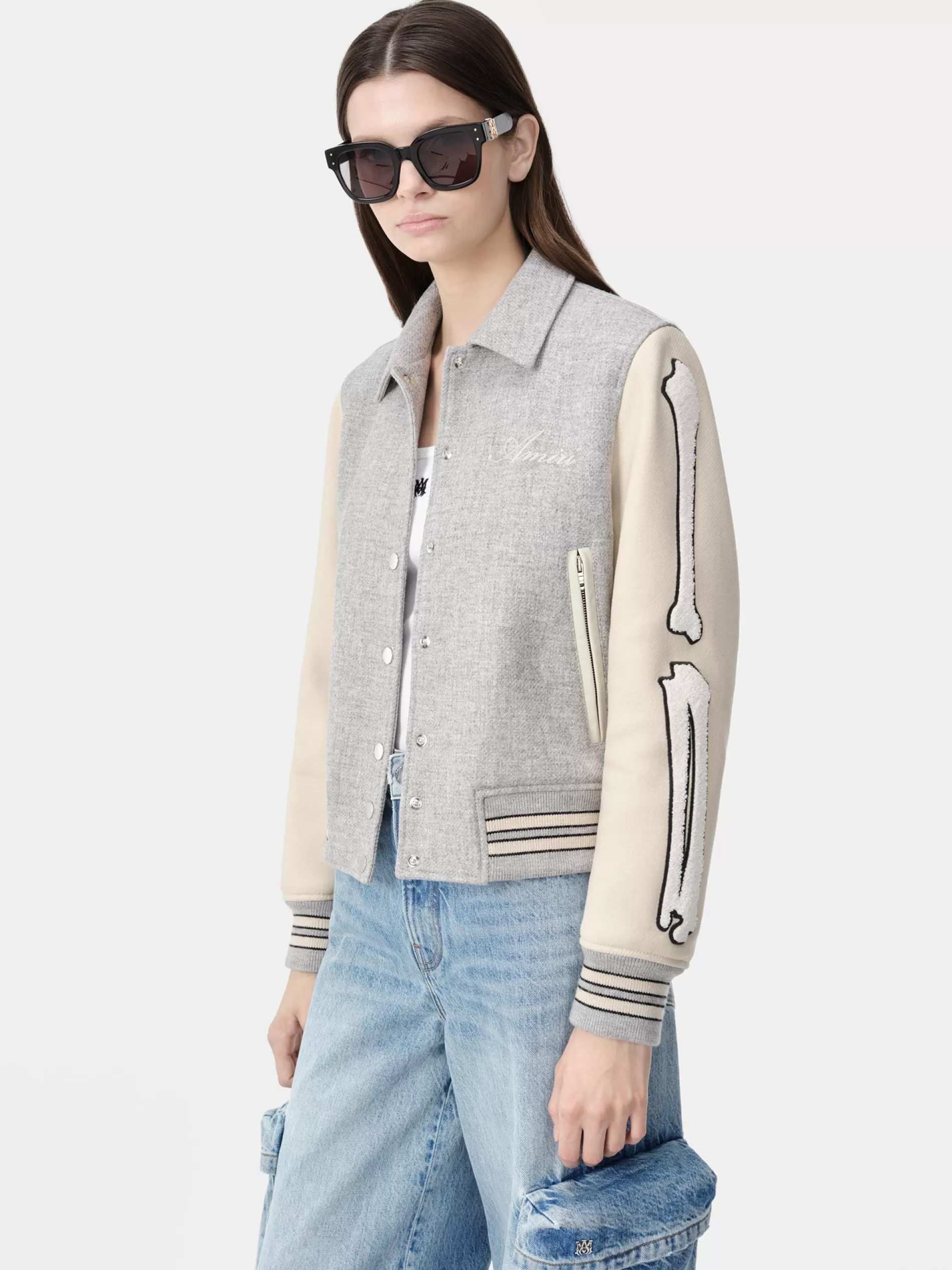 AMIRI Outerwear>WOMEN'S BONES JACKET Grey