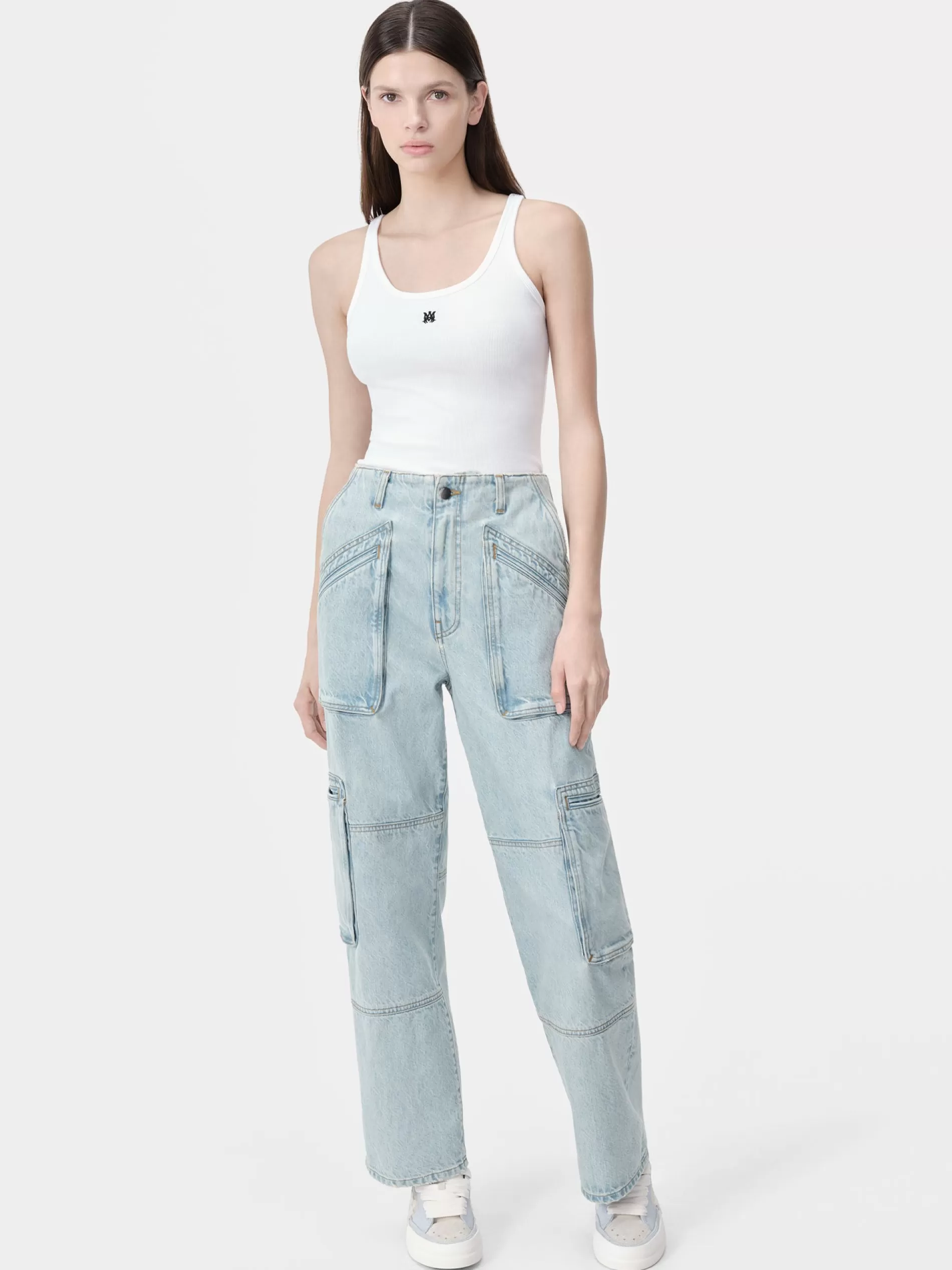 AMIRI Pants | Denim>WOMEN'S CARGO LOOSE Light Indigo