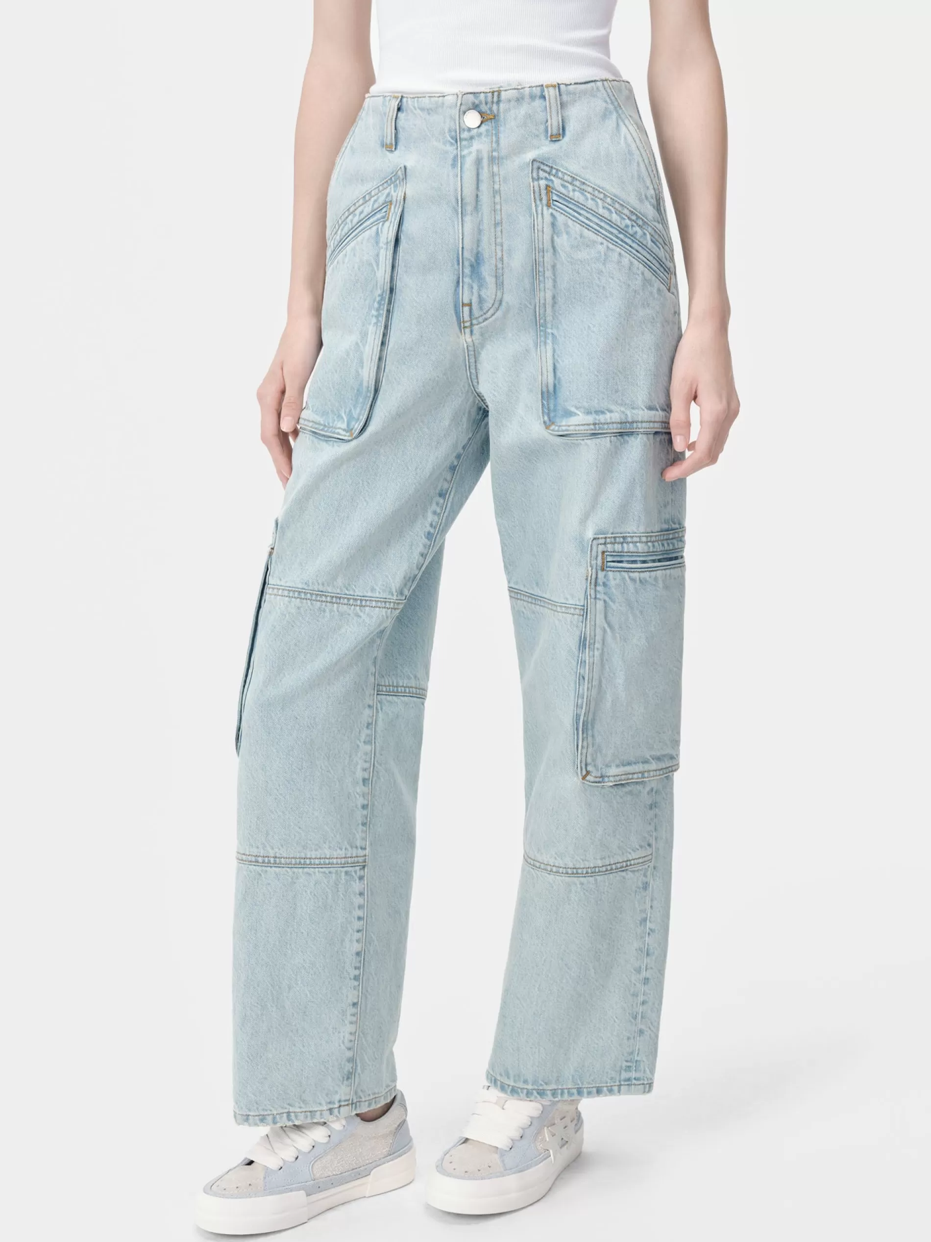 AMIRI Pants | Denim>WOMEN'S CARGO LOOSE Light Indigo