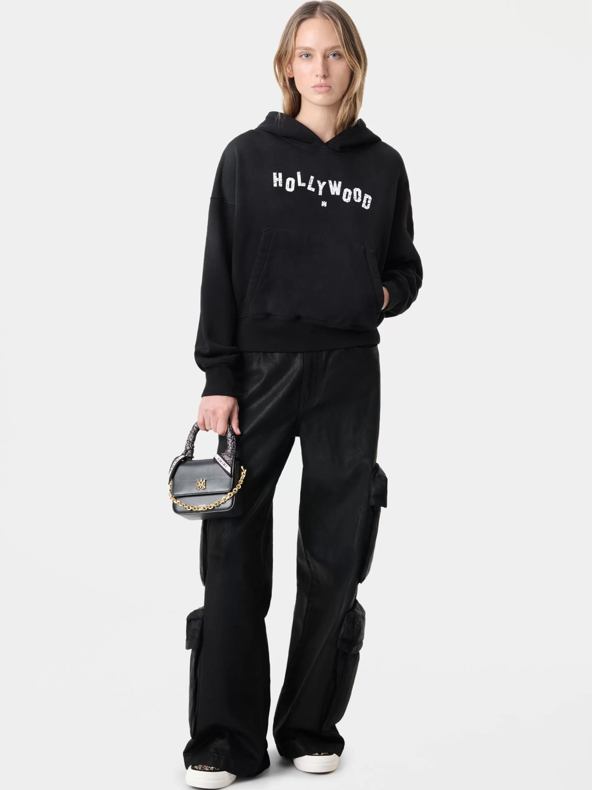 AMIRI Sweatshirts | Jersey>WOMEN'S HOLLYWOOD HOODIE FADED BLACK