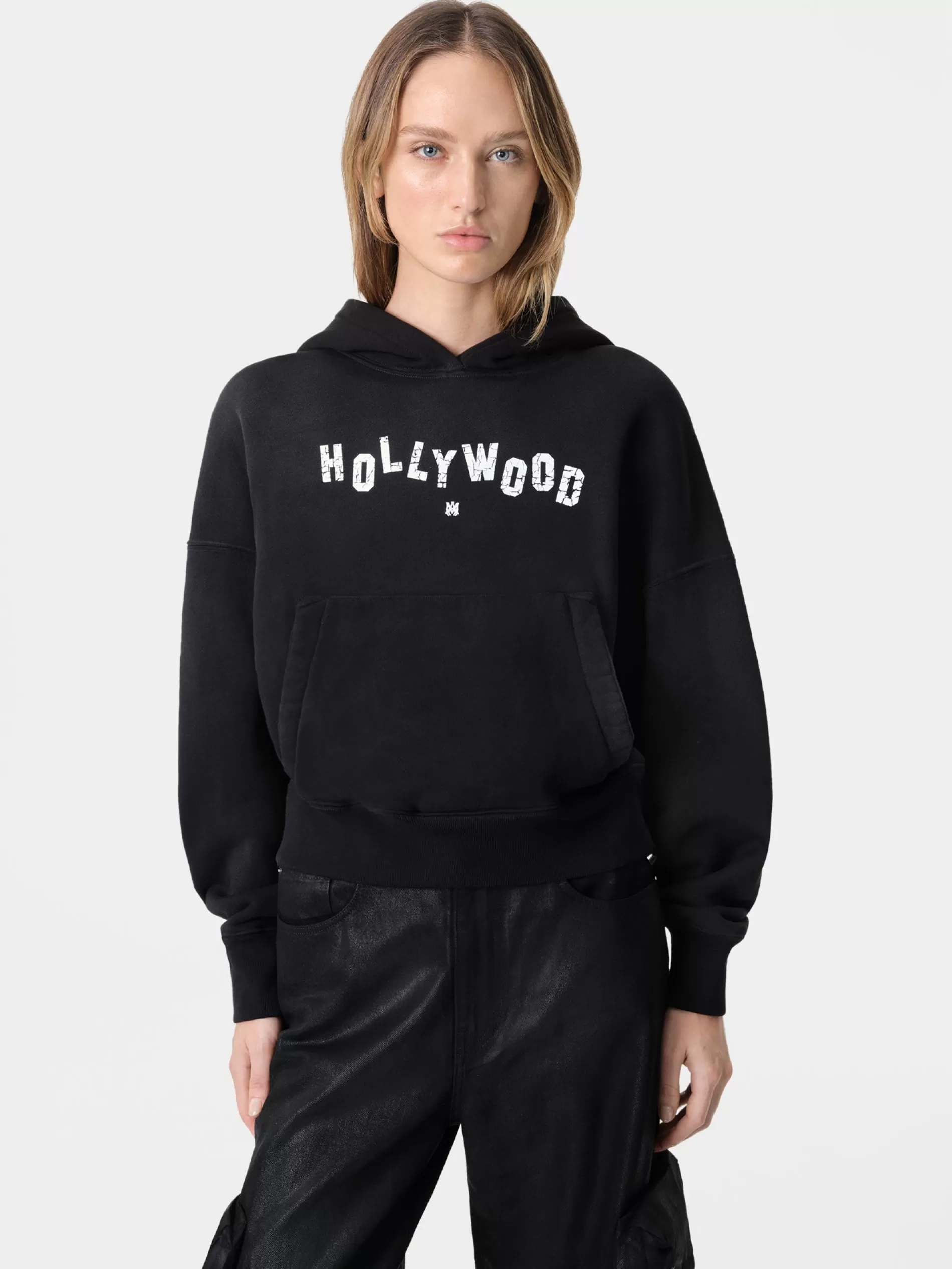 AMIRI Sweatshirts | Jersey>WOMEN'S HOLLYWOOD HOODIE FADED BLACK