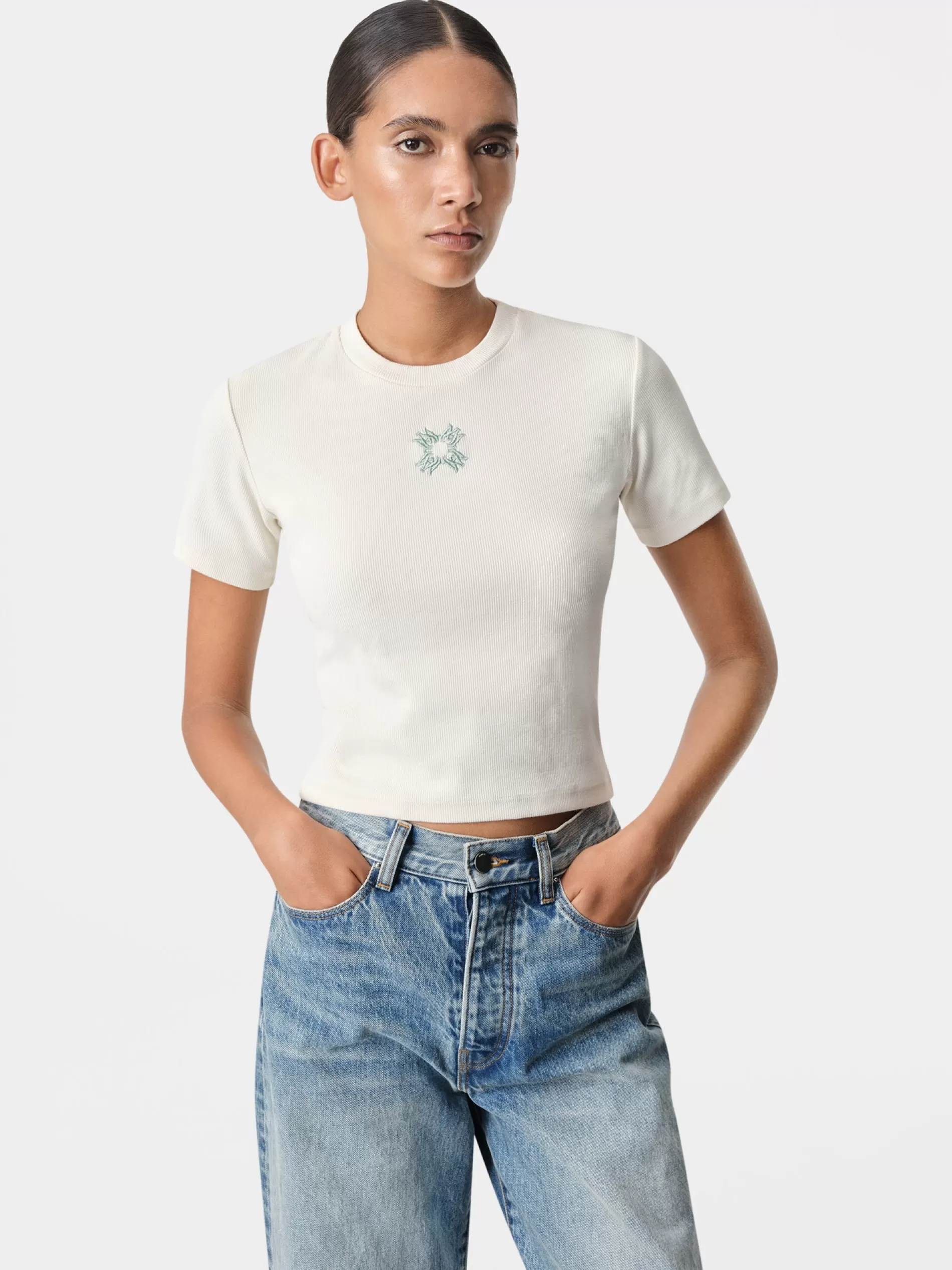 AMIRI Jersey | Tees>WOMEN'S MA QUAD BABY TEE Alabaster