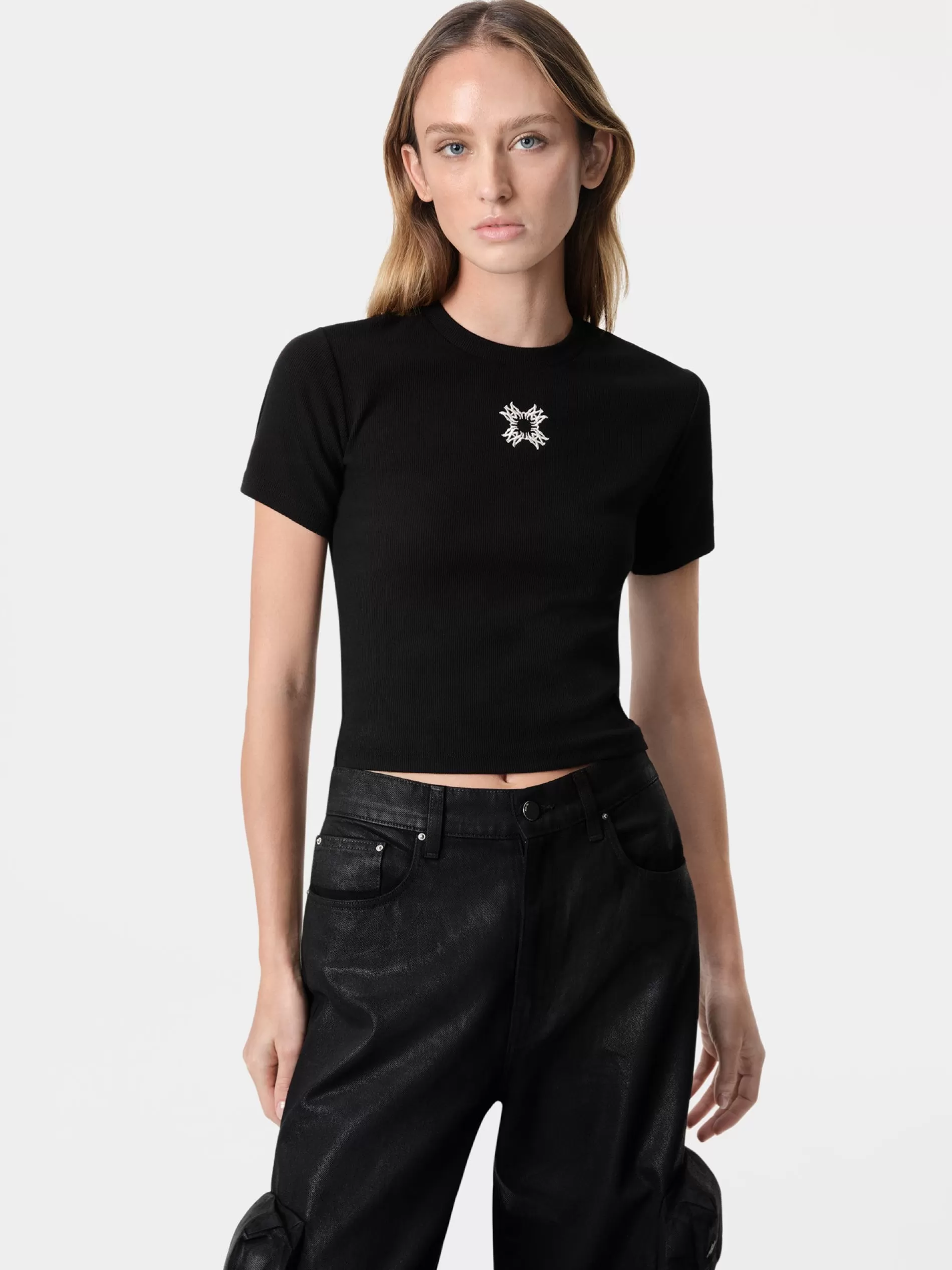 AMIRI Jersey | Tees>WOMEN'S MA QUAD BABY TEE BLACK