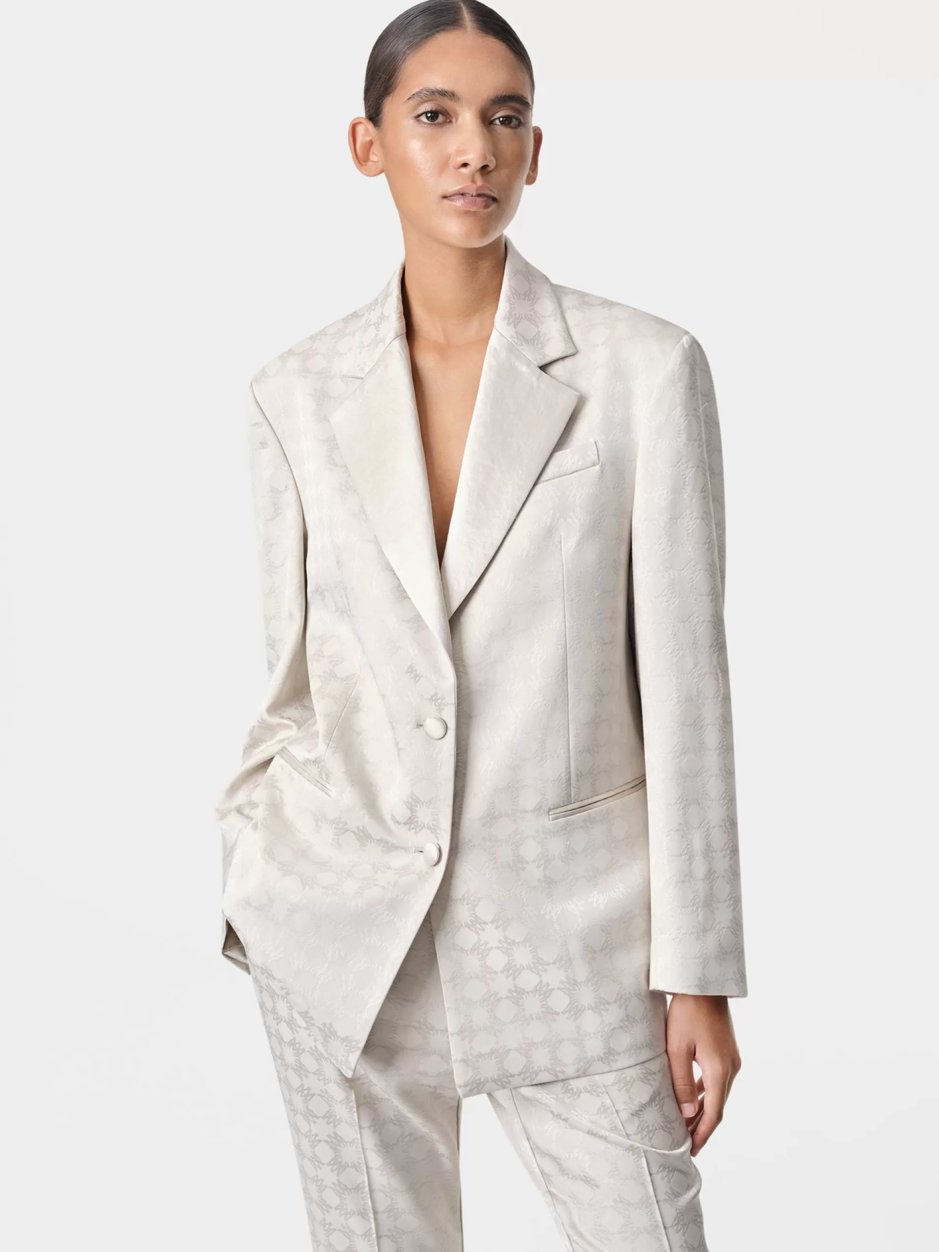 AMIRI Outerwear>WOMEN'S MA QUAD OVERSIZED BLAZER Alabaster