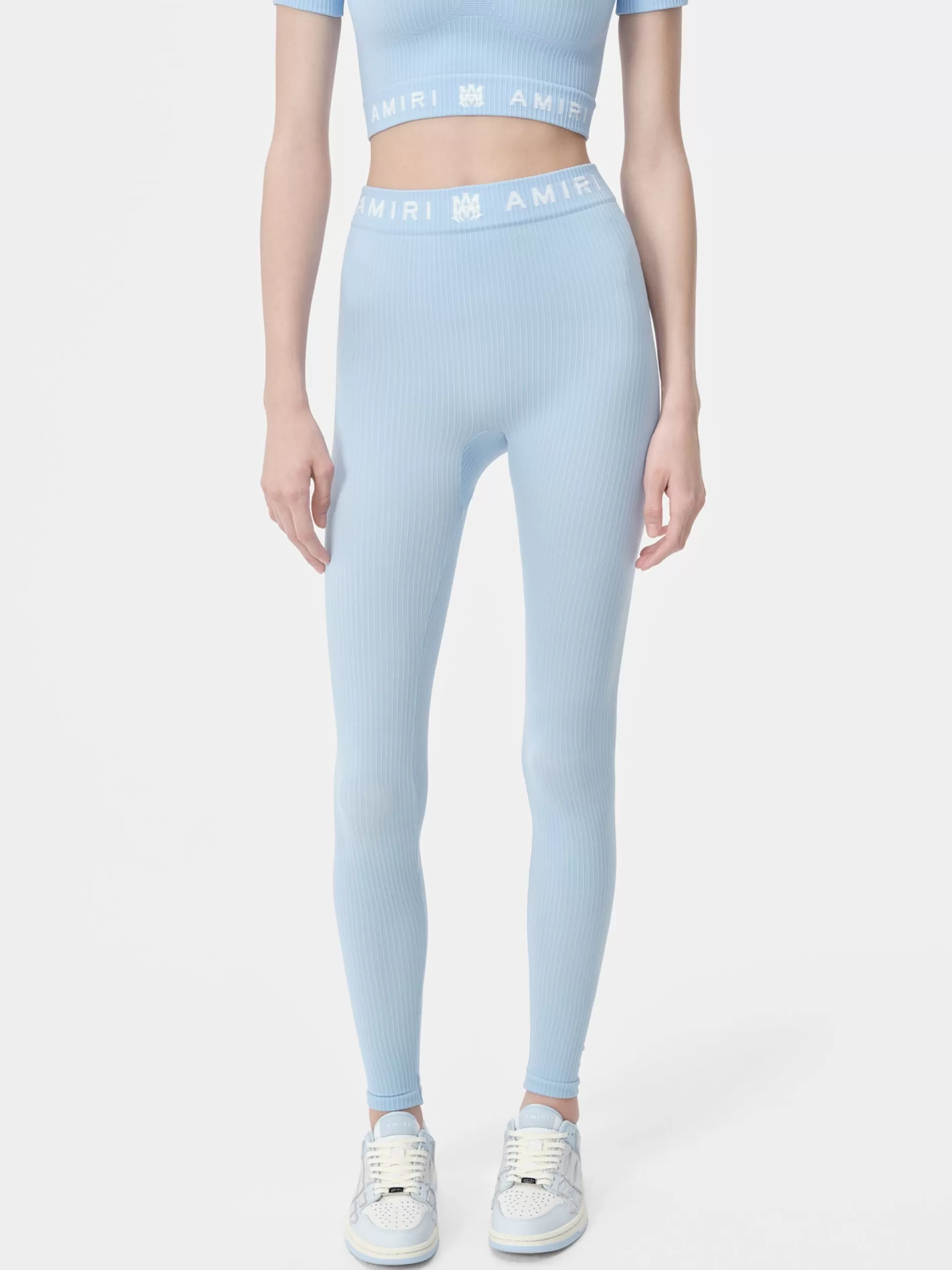 AMIRI Activewear>WOMEN'S MA RIBBED SEAMLESS LEGGING Cerulean