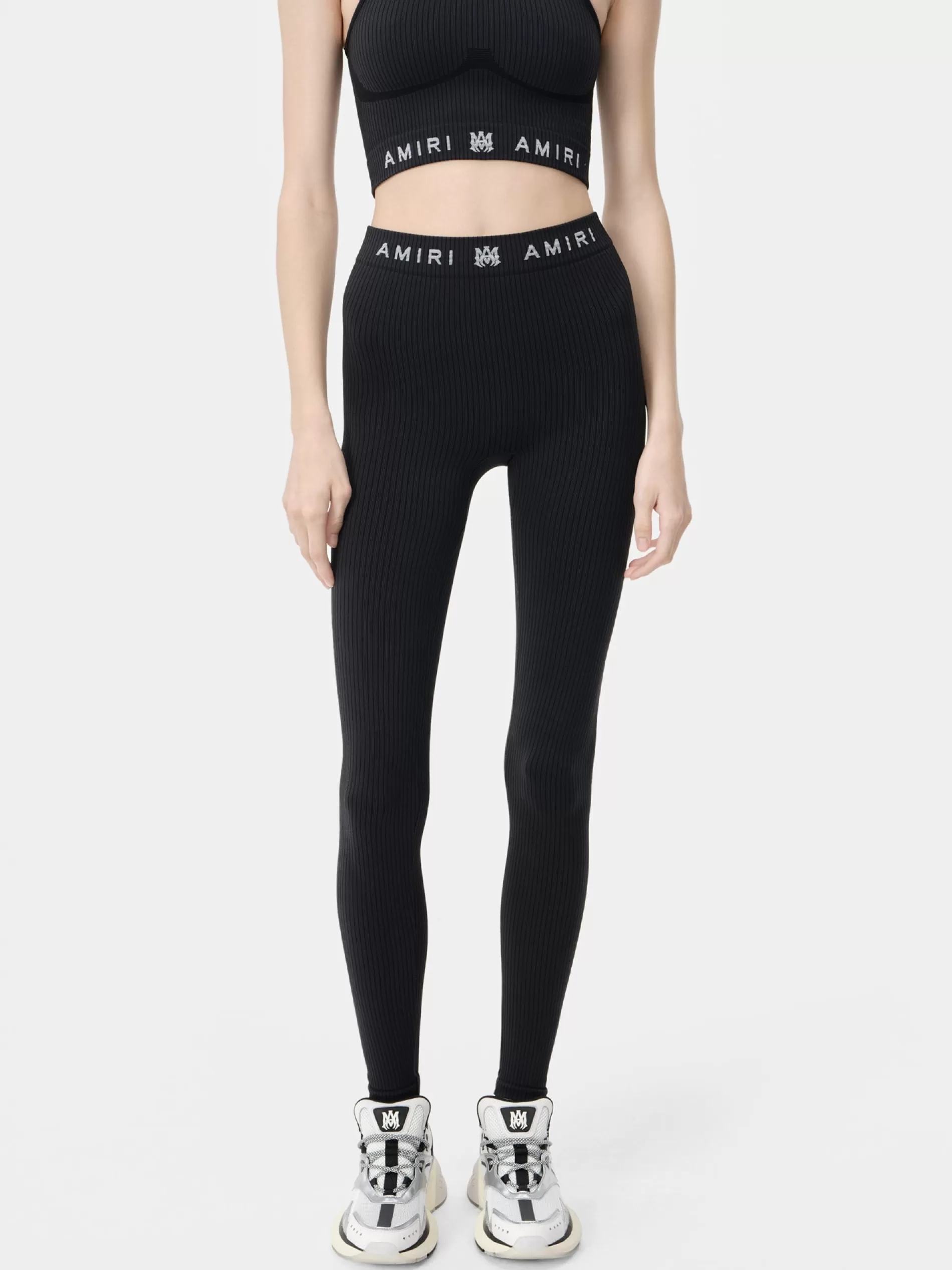 AMIRI Activewear>WOMEN'S MA RIBBED SEAMLESS LEGGING BLACK