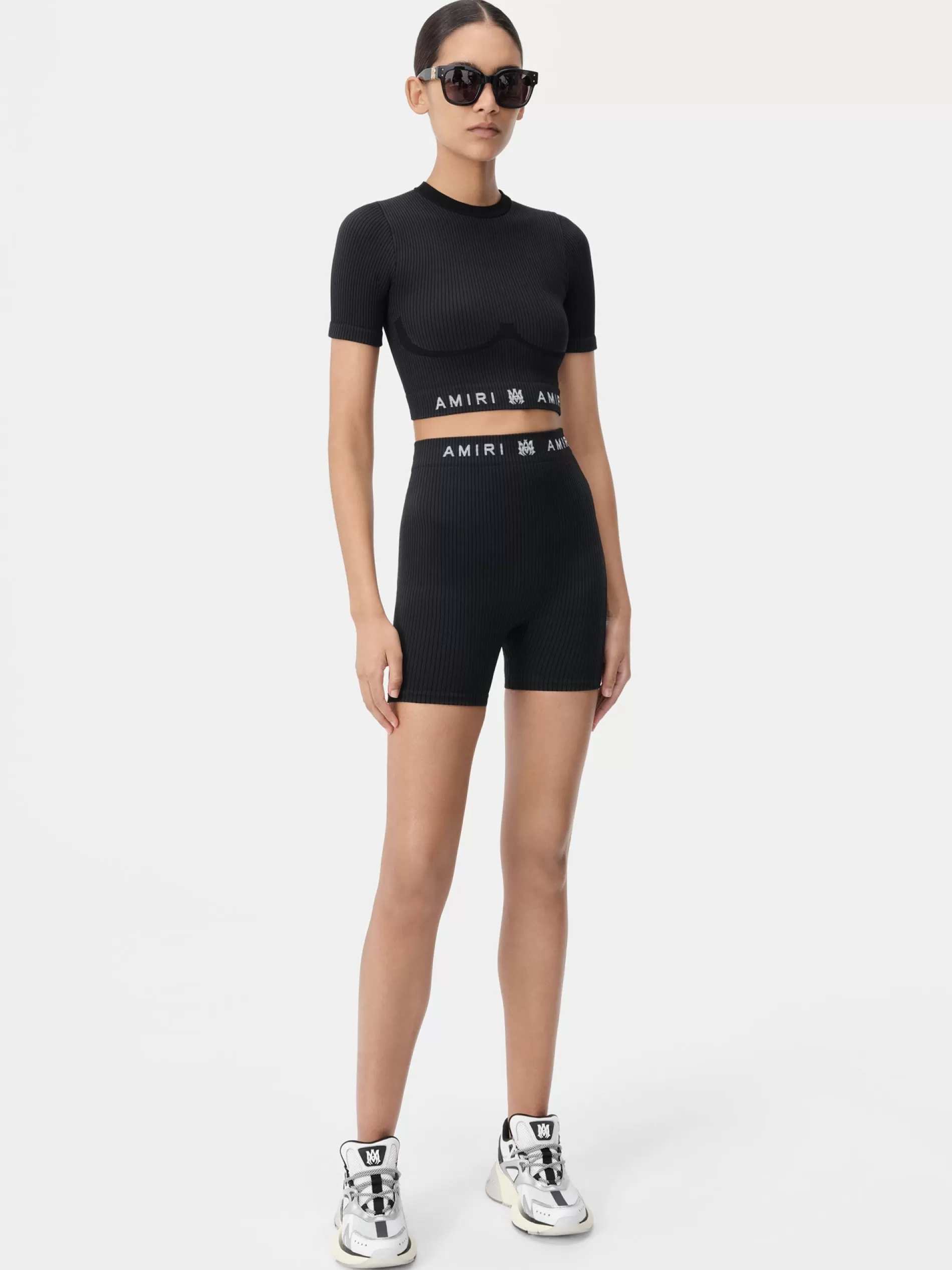 AMIRI Activewear | Shorts & Sweatpants>WOMEN'S MA RIBBED SEAMLESS SHORT BLACK