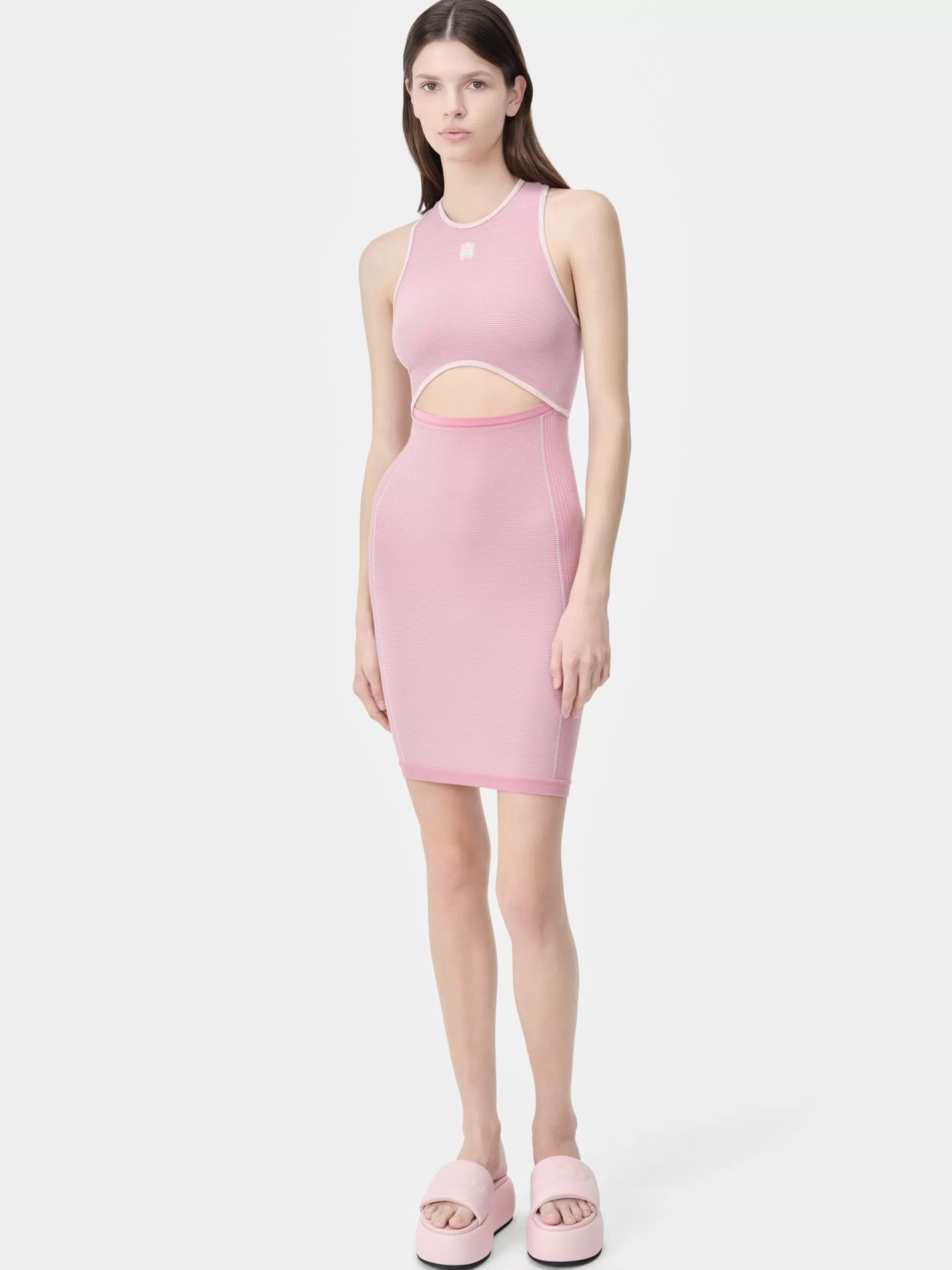 AMIRI Activewear | Dresses>WOMEN'S MA SEAMLESS CUT-OUT MINI DRESS Flamingo Pink