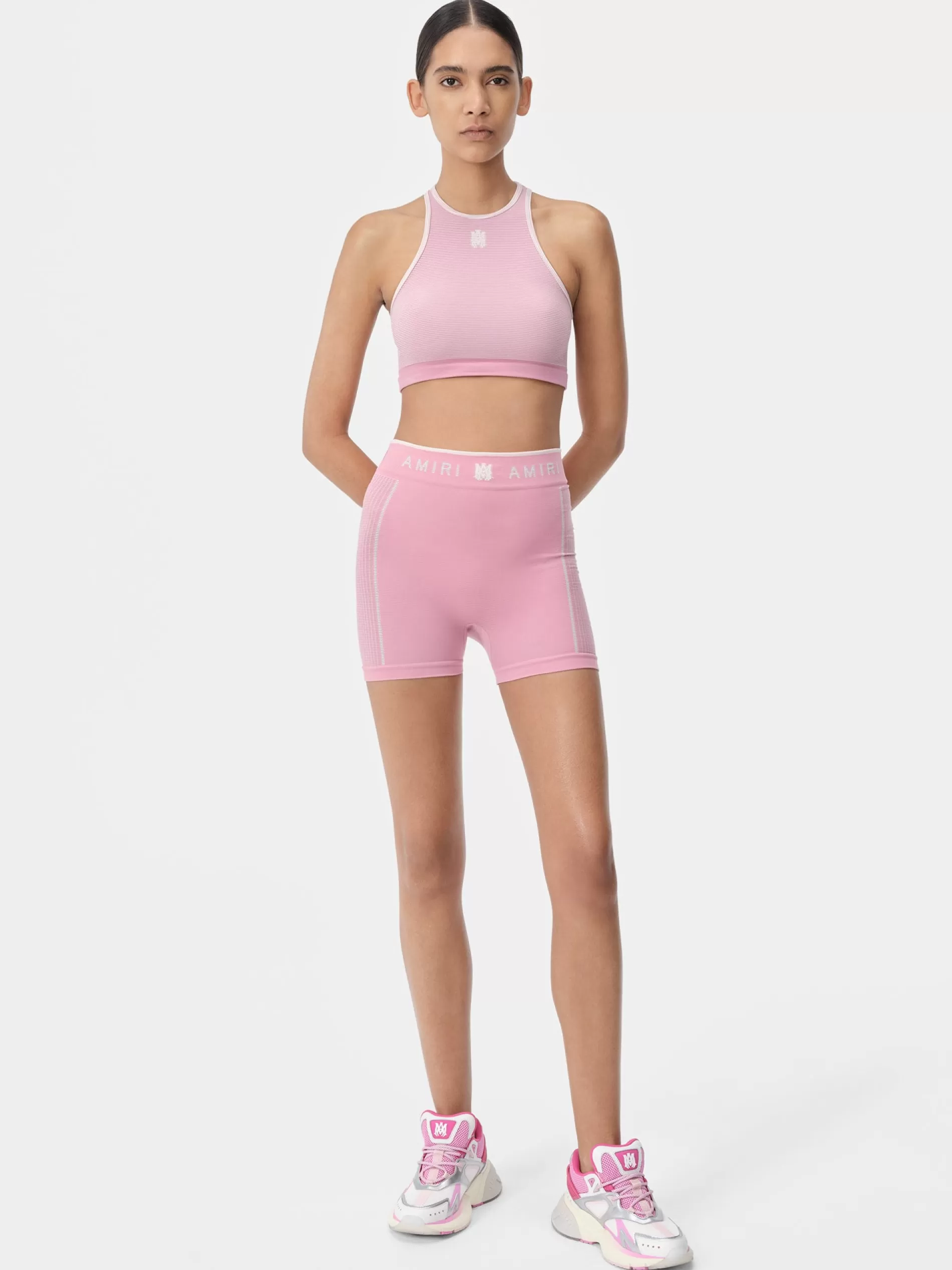 AMIRI Activewear>WOMEN'S MA SEAMLESS RACERBACK BRA Flamingo Pink