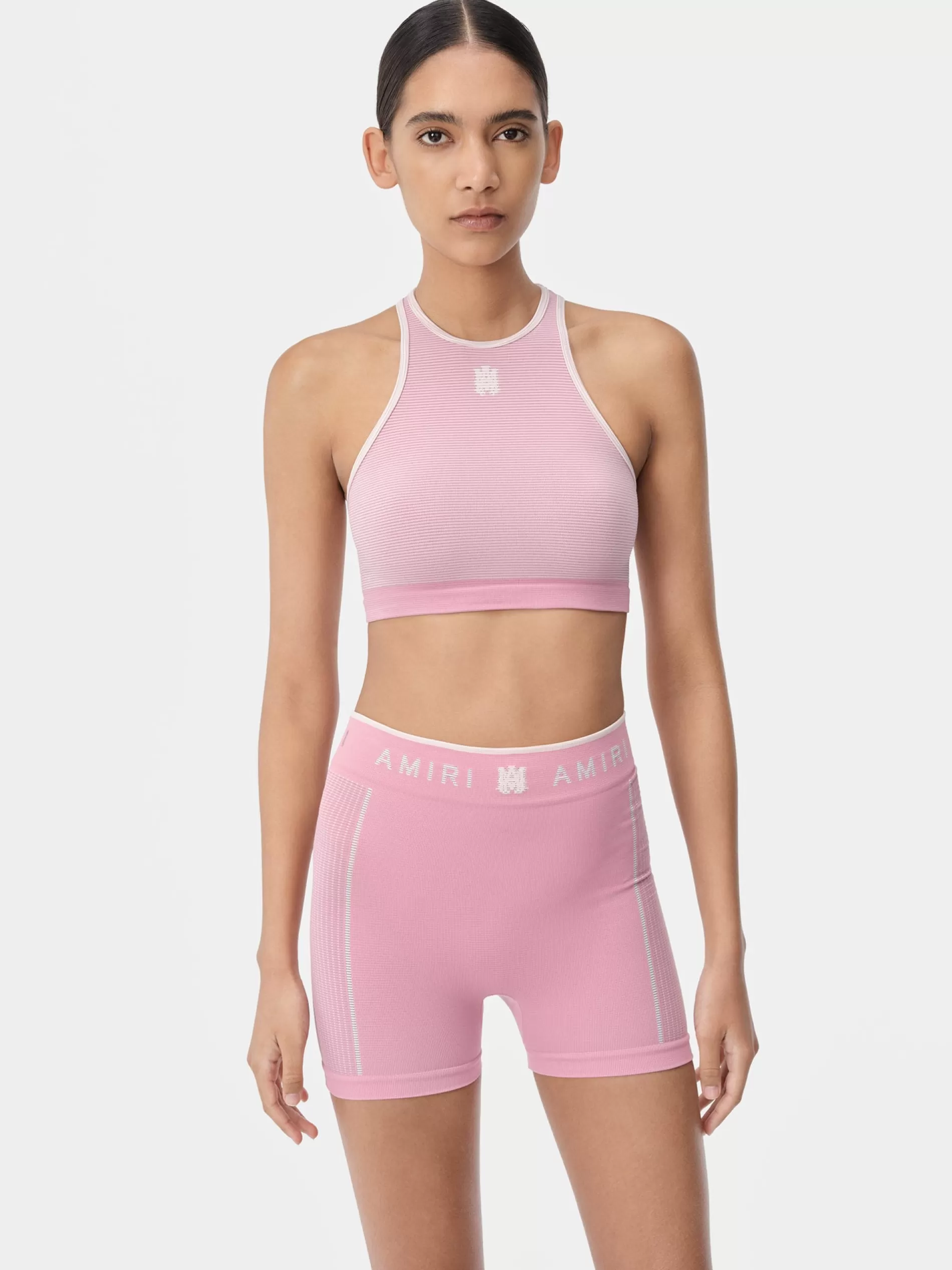 AMIRI Activewear>WOMEN'S MA SEAMLESS RACERBACK BRA Flamingo Pink