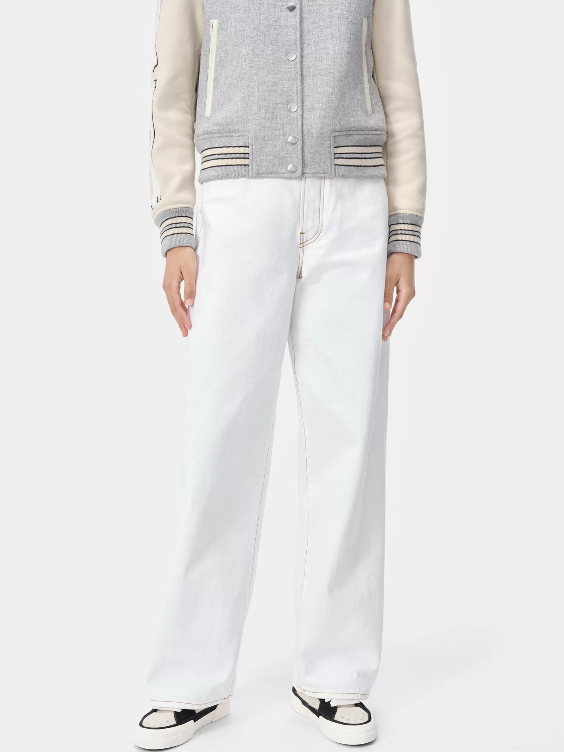 AMIRI Pants | Denim>WOMEN'S WIDE STRAIGHT JEAN White